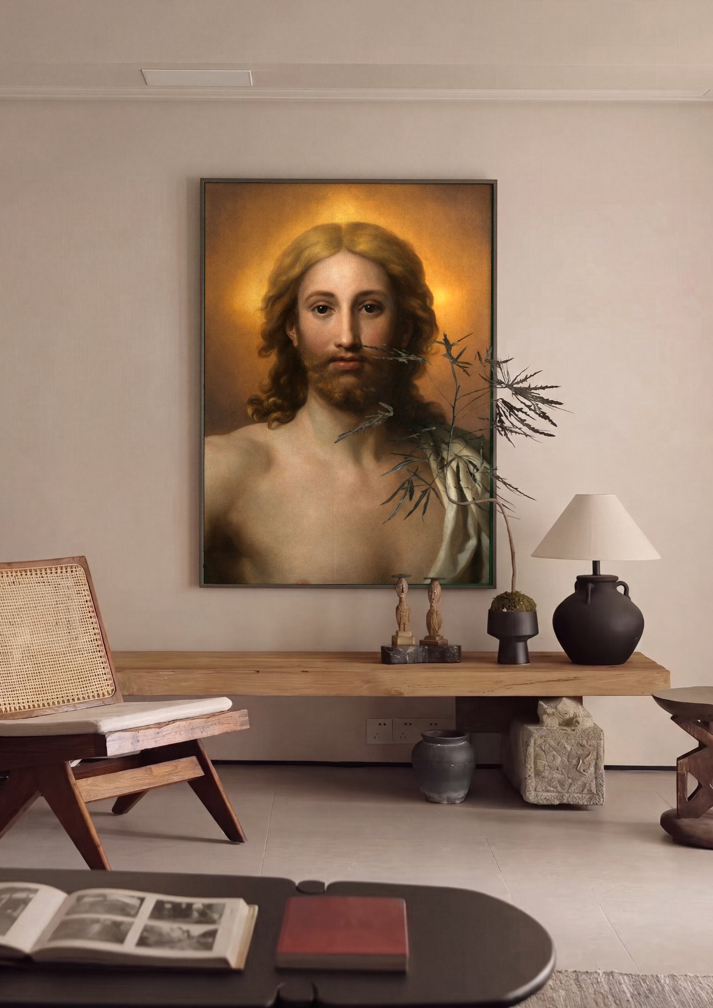 Quadro Decorativo Ecce Homo - Anton Raphael Mengs em ambiente decorado