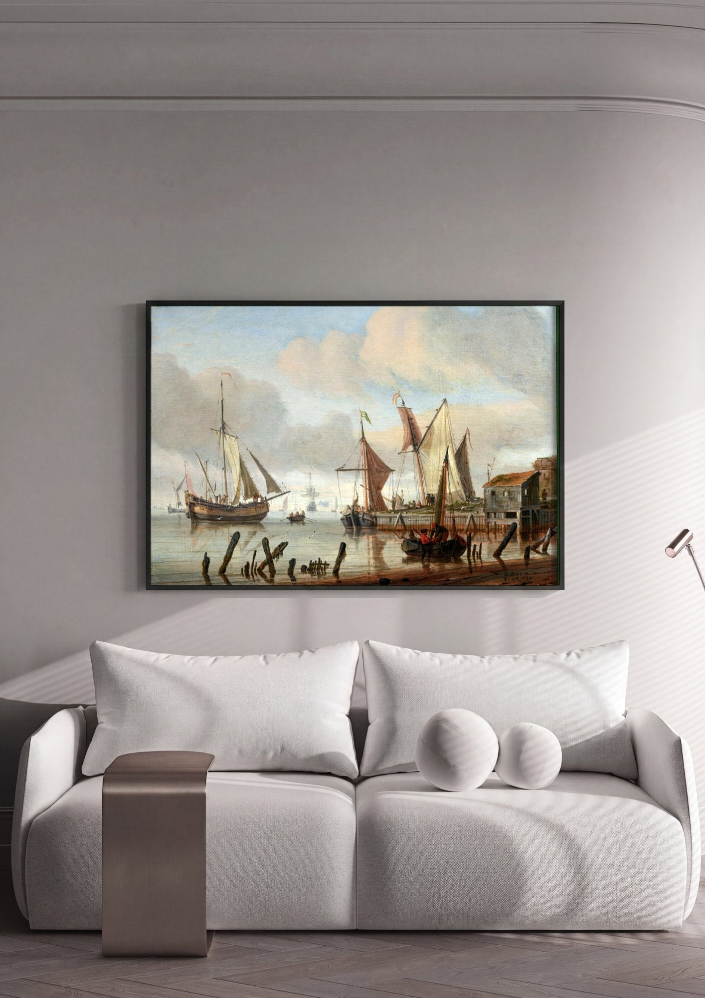 Quadro Decorativo Porto Holandês - Abraham Storck em ambiente decorado
