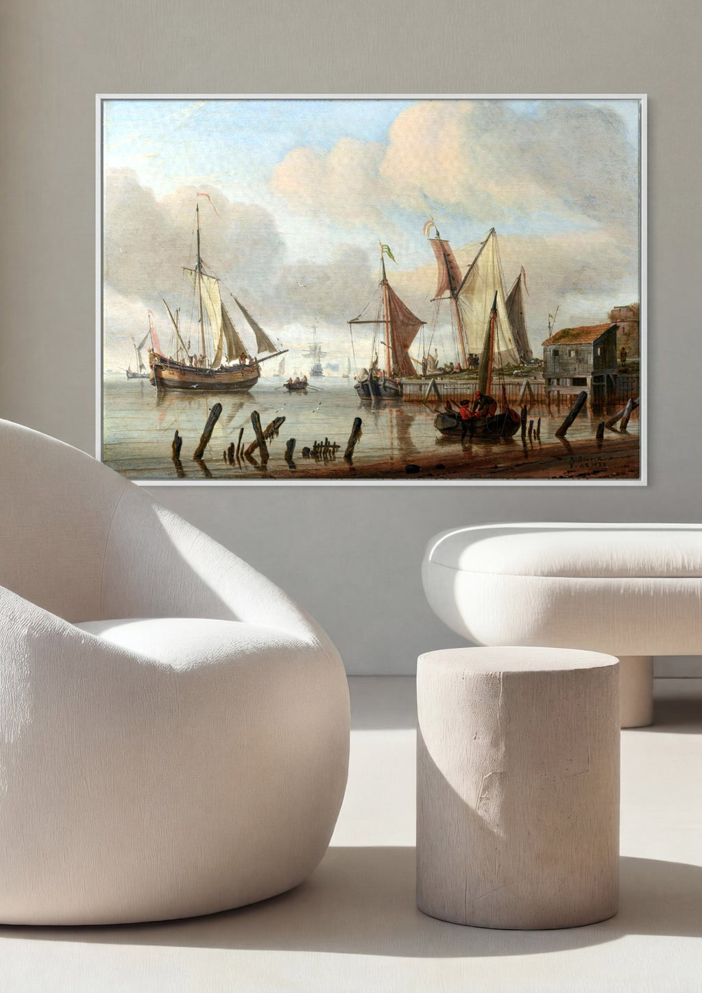 Quadro Decorativo Porto Holandês - Abraham Storck em ambiente decorado