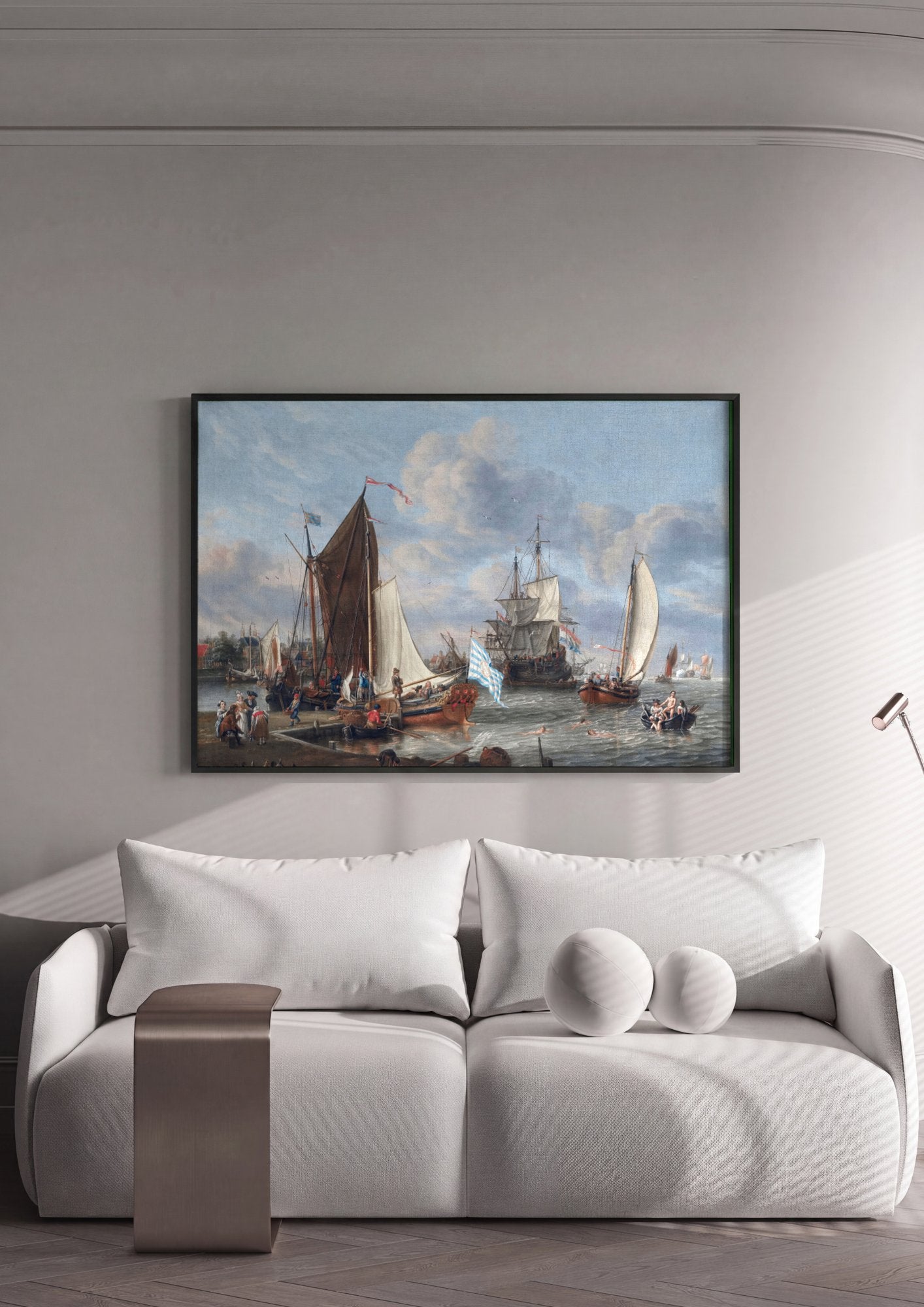 Quadro Decorativo Porto Holandês - Abraham Storck em ambiente decorado