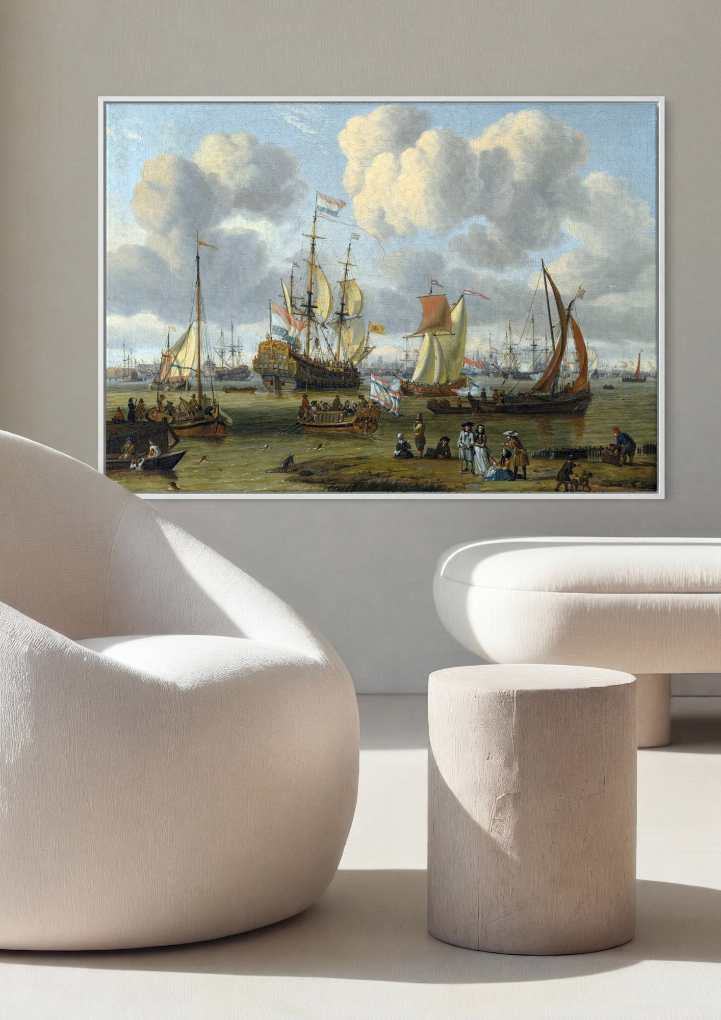 Quadro Decorativo Porto Holandês - Abraham Storck em ambiente decorado