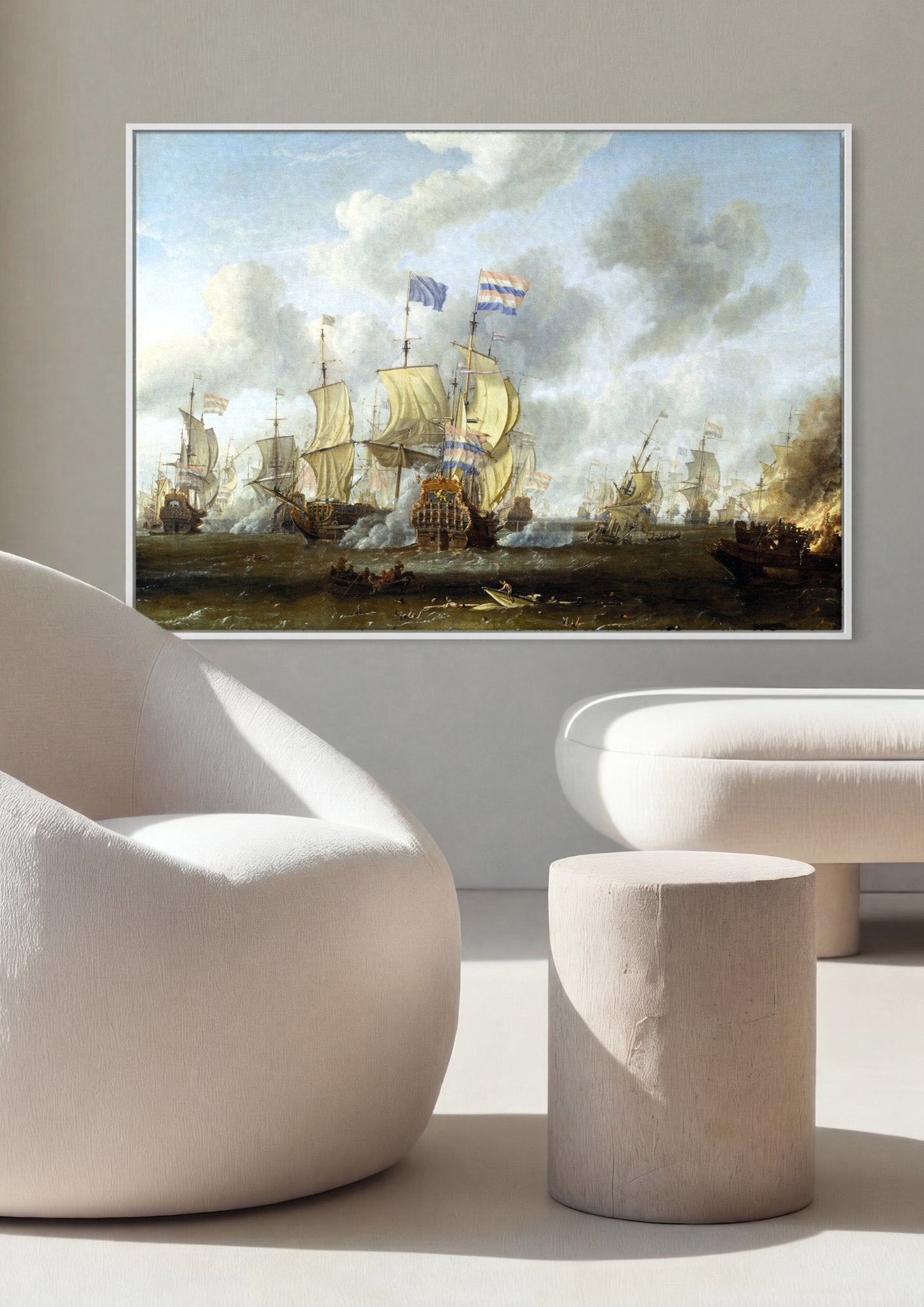 Quadro Decorativo Batalha Naval - Abraham Storck em ambiente decorado