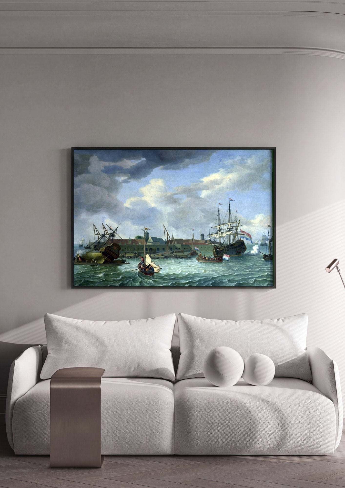 Quadro Decorativo Porto Holandês - Abraham Storck em ambiente decorado