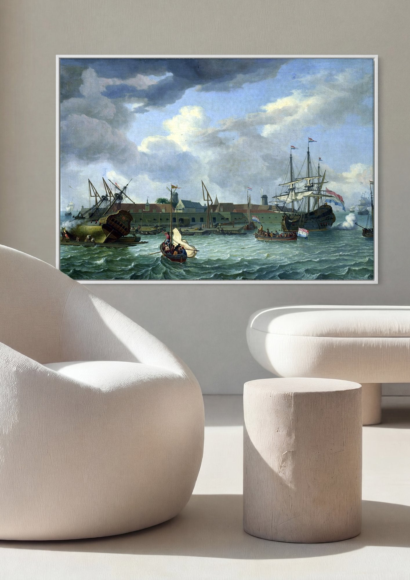 Quadro Decorativo Porto Holandês - Abraham Storck em ambiente decorado