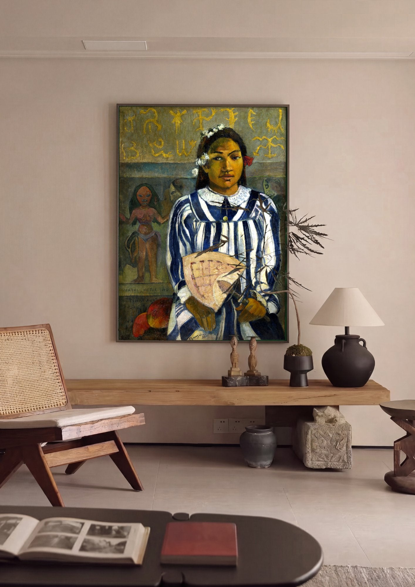 Quadro Decorativo Aarahii Metua No Tehamana - Paul Gauguin em ambiente decorado