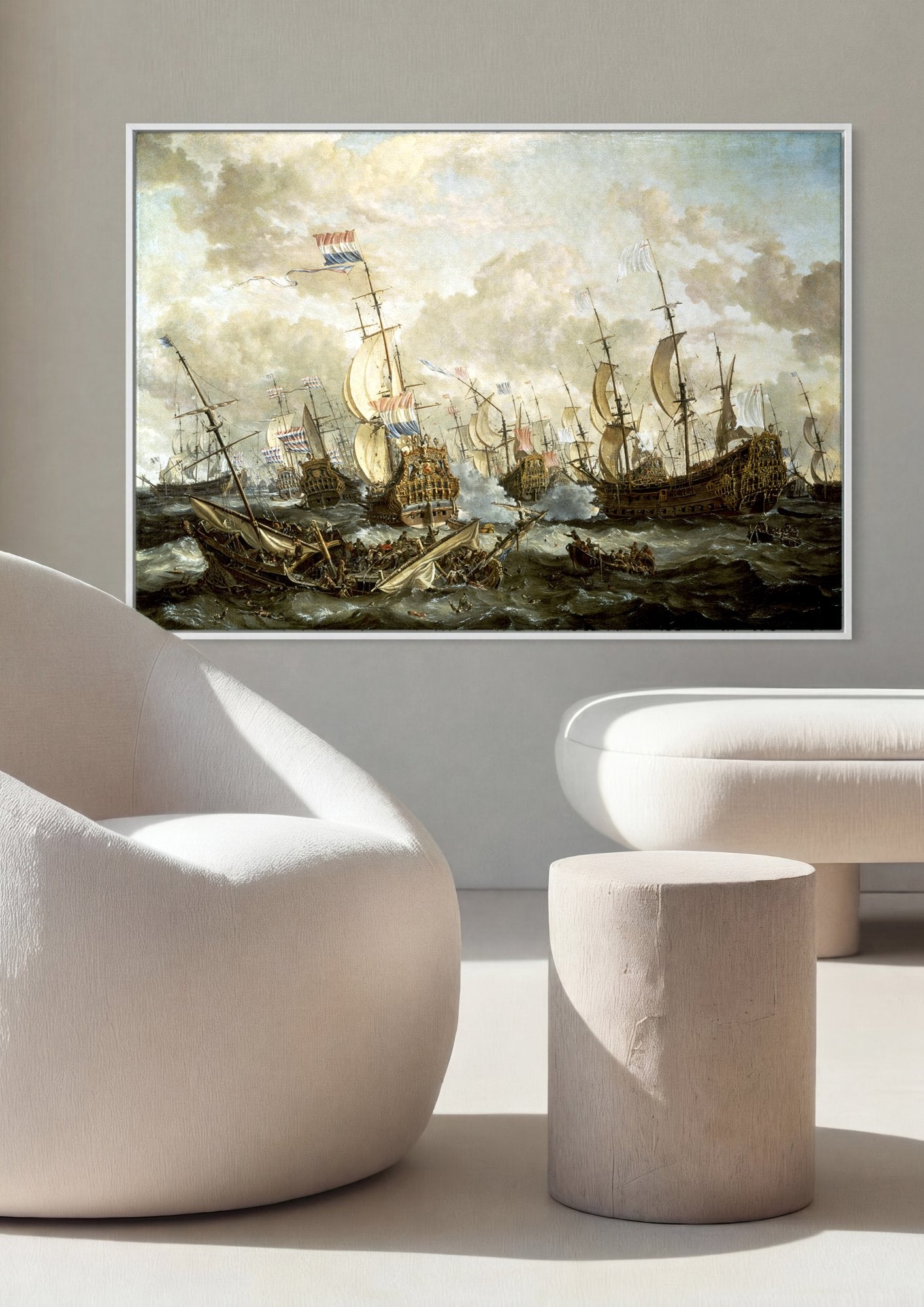 Quadro Decorativo Batalha Naval - Abraham Storck em ambiente decorado