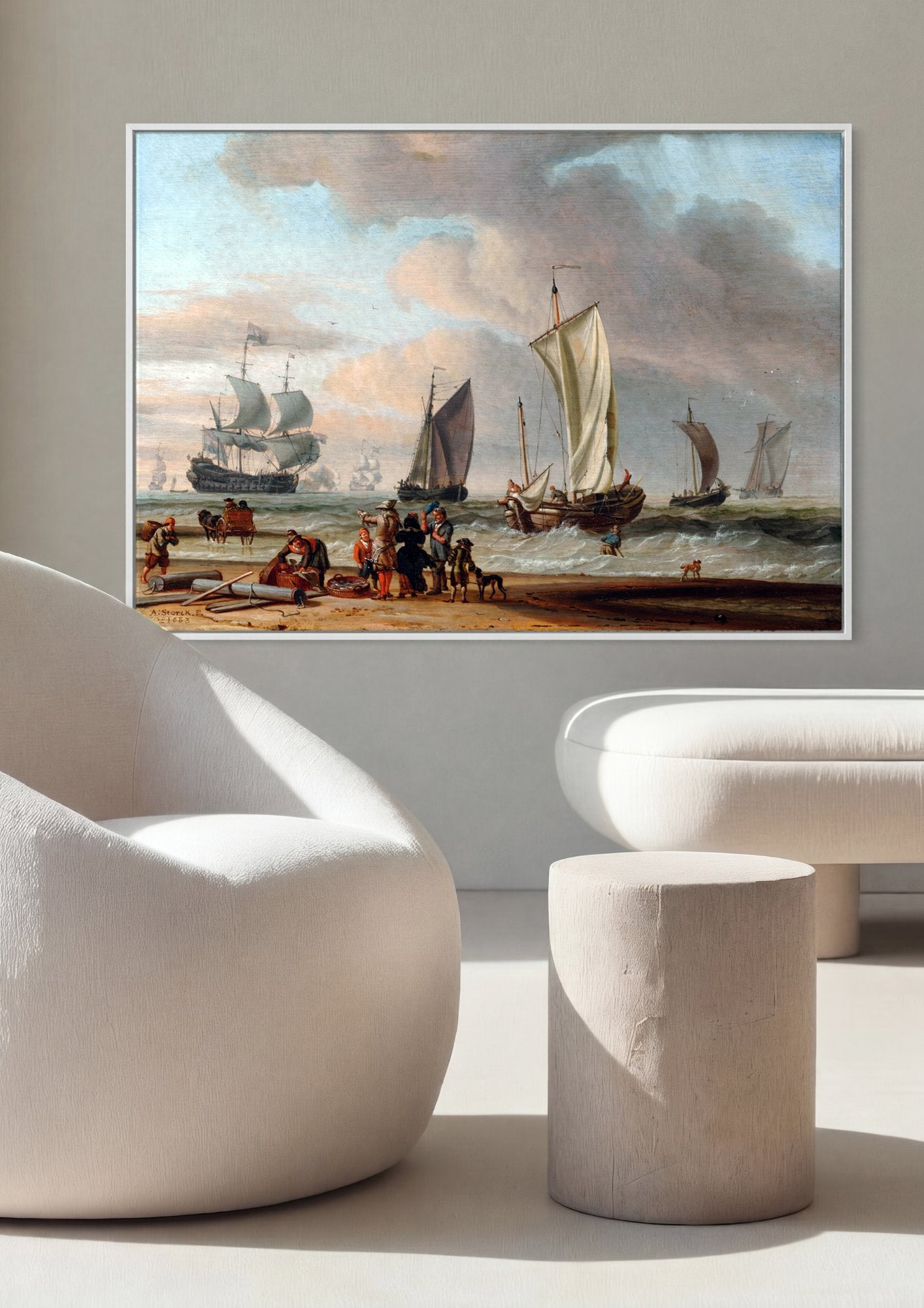 Quadro Decorativo Porto Holandês - Abraham Storck em ambiente decorado