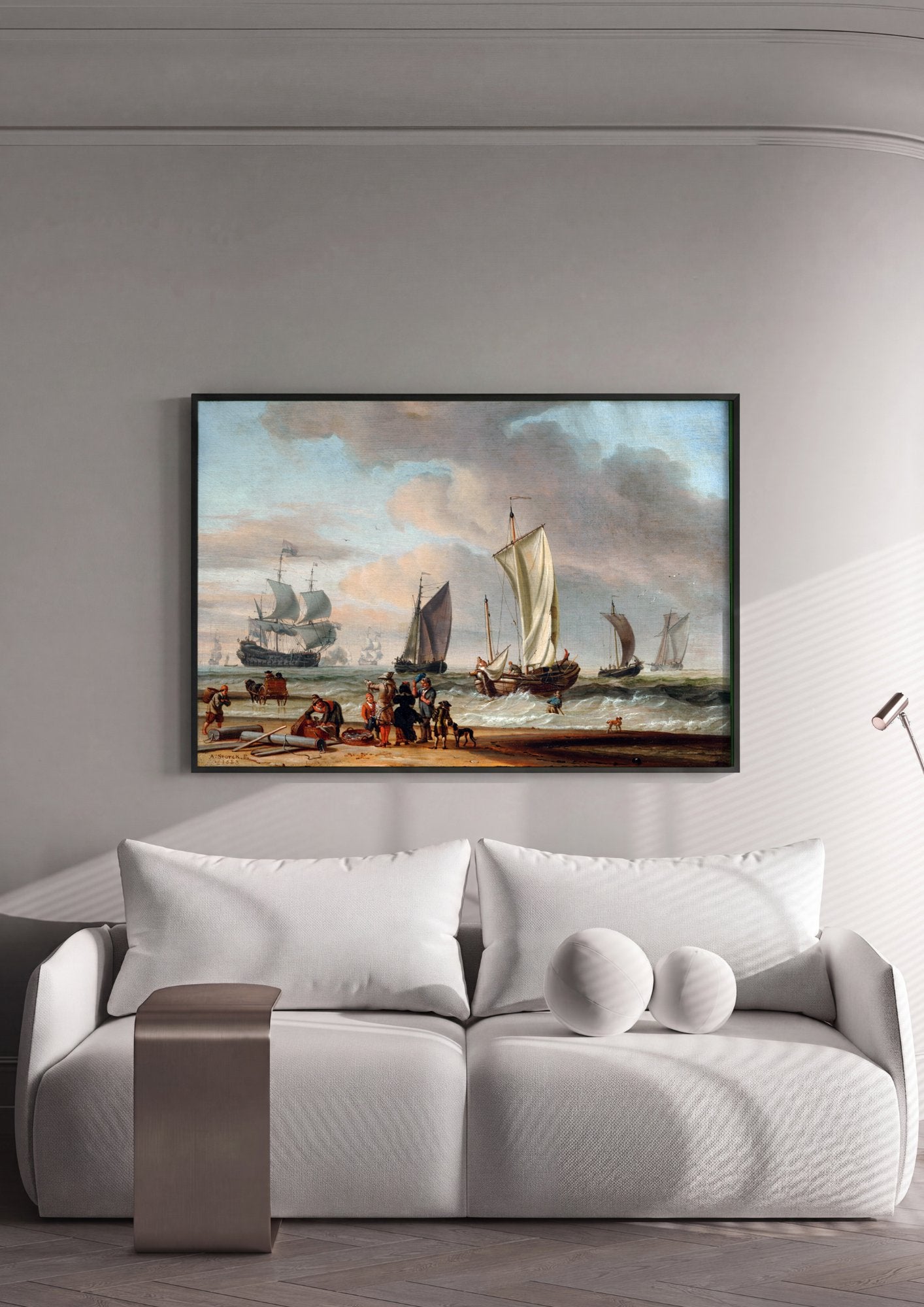 Quadro Decorativo Porto Holandês - Abraham Storck em ambiente decorado