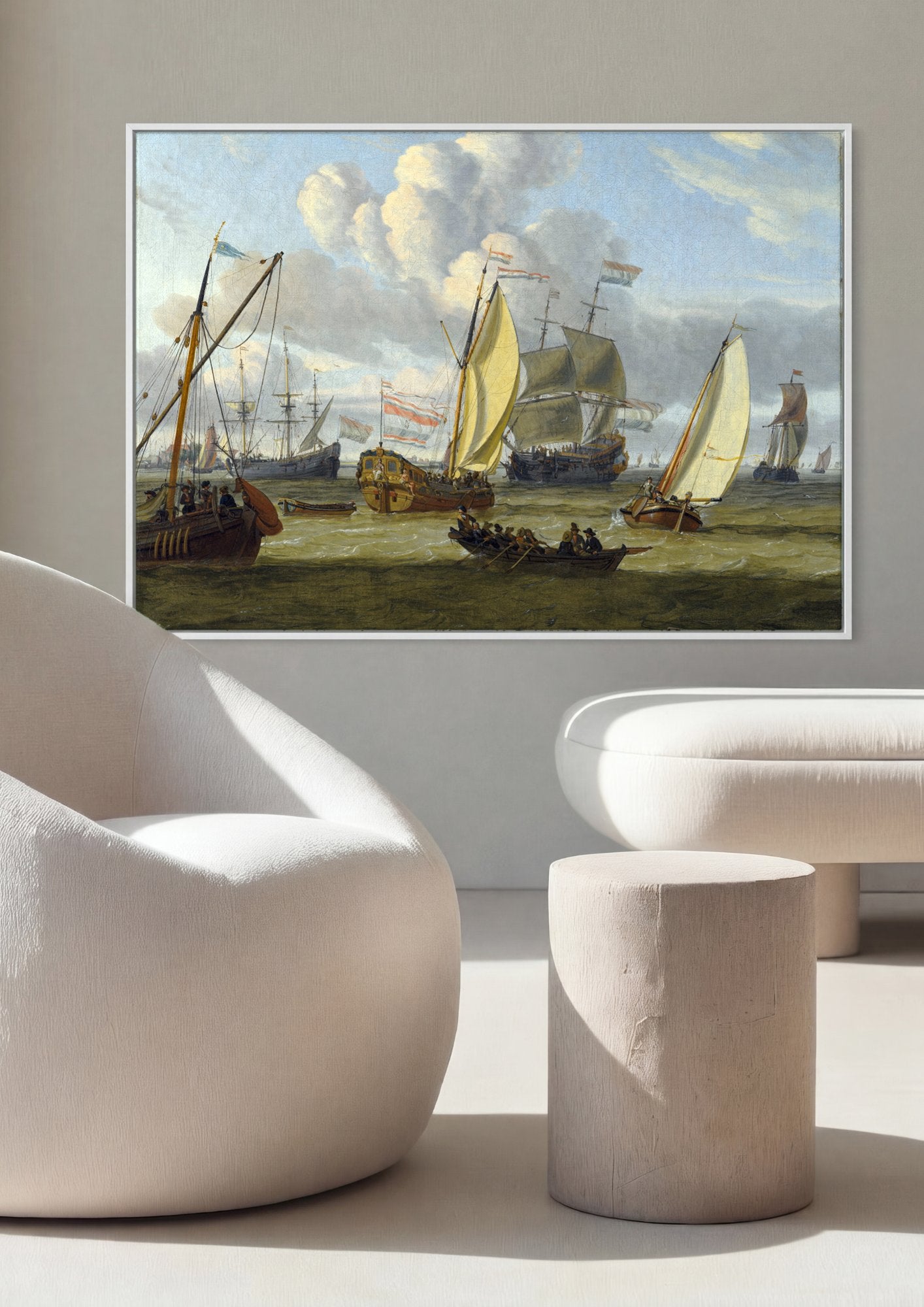 Quadro Decorativo Porto Holandês - Abraham Storck em ambiente decorado