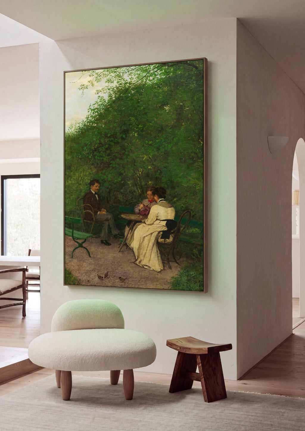 Quadro Decorativo Encontro no Jardim - Hans Thoma em ambiente decorado