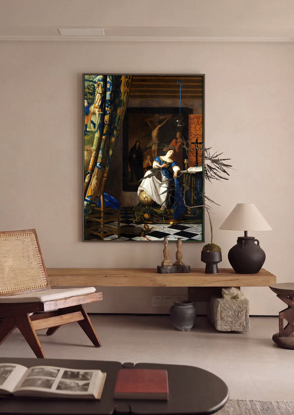 Quadro Decorativo A Alegoria da Fé - Johannes Vermeer em ambiente decorado