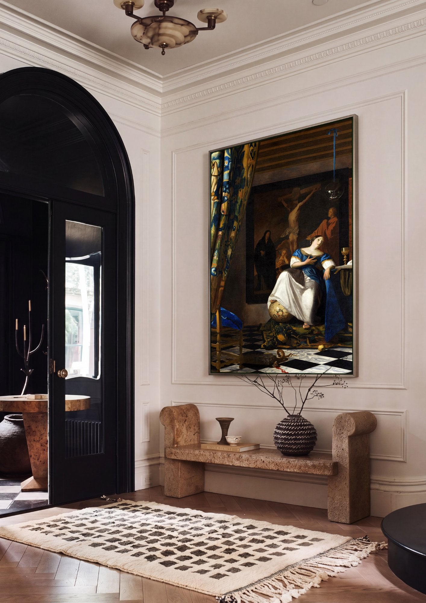 Quadro Decorativo A Alegoria da Fé - Johannes Vermeer em ambiente decorado
