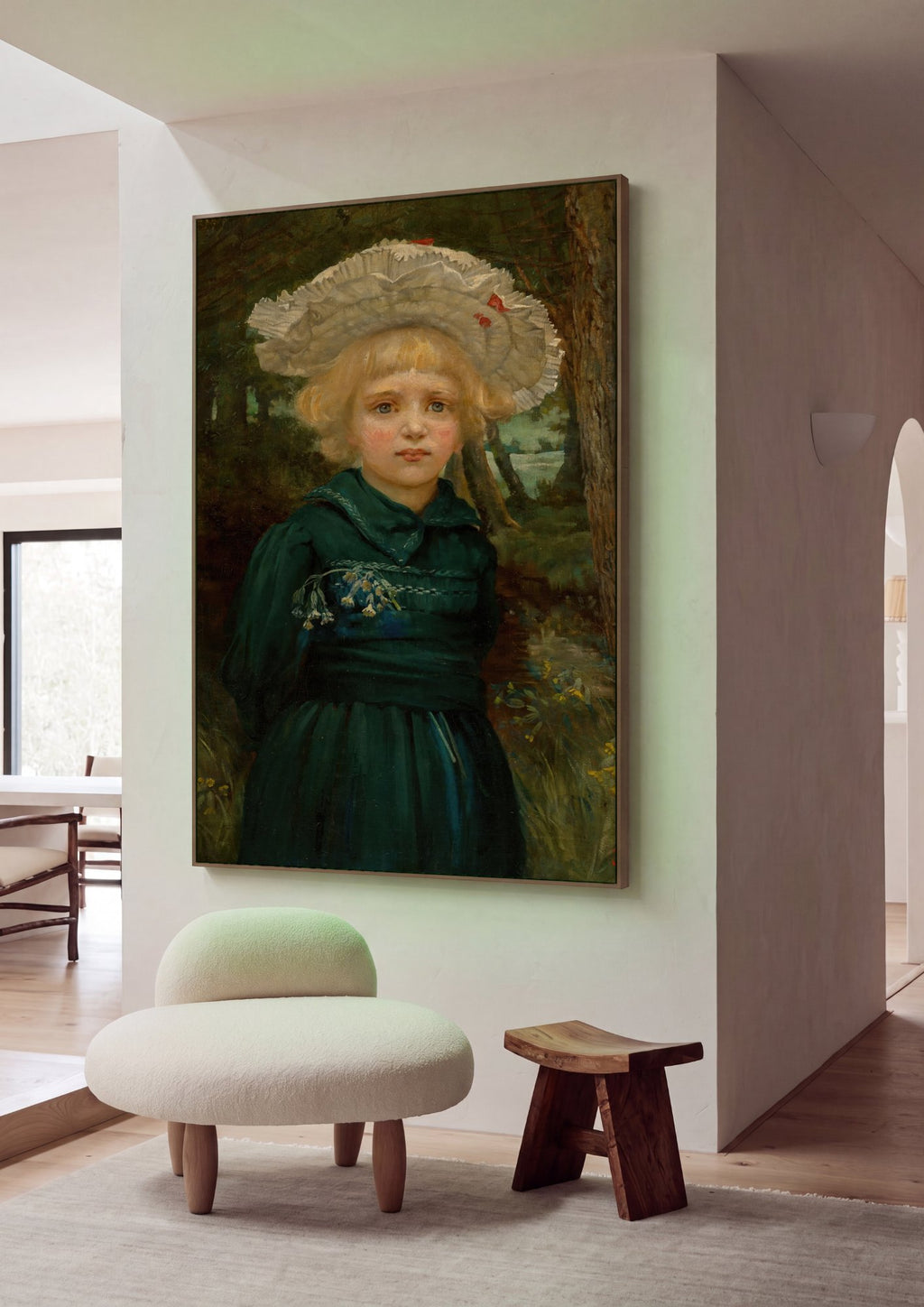 Quadro Decorativo A Menina do Chapéu - Hans Thoma em ambiente decorado
