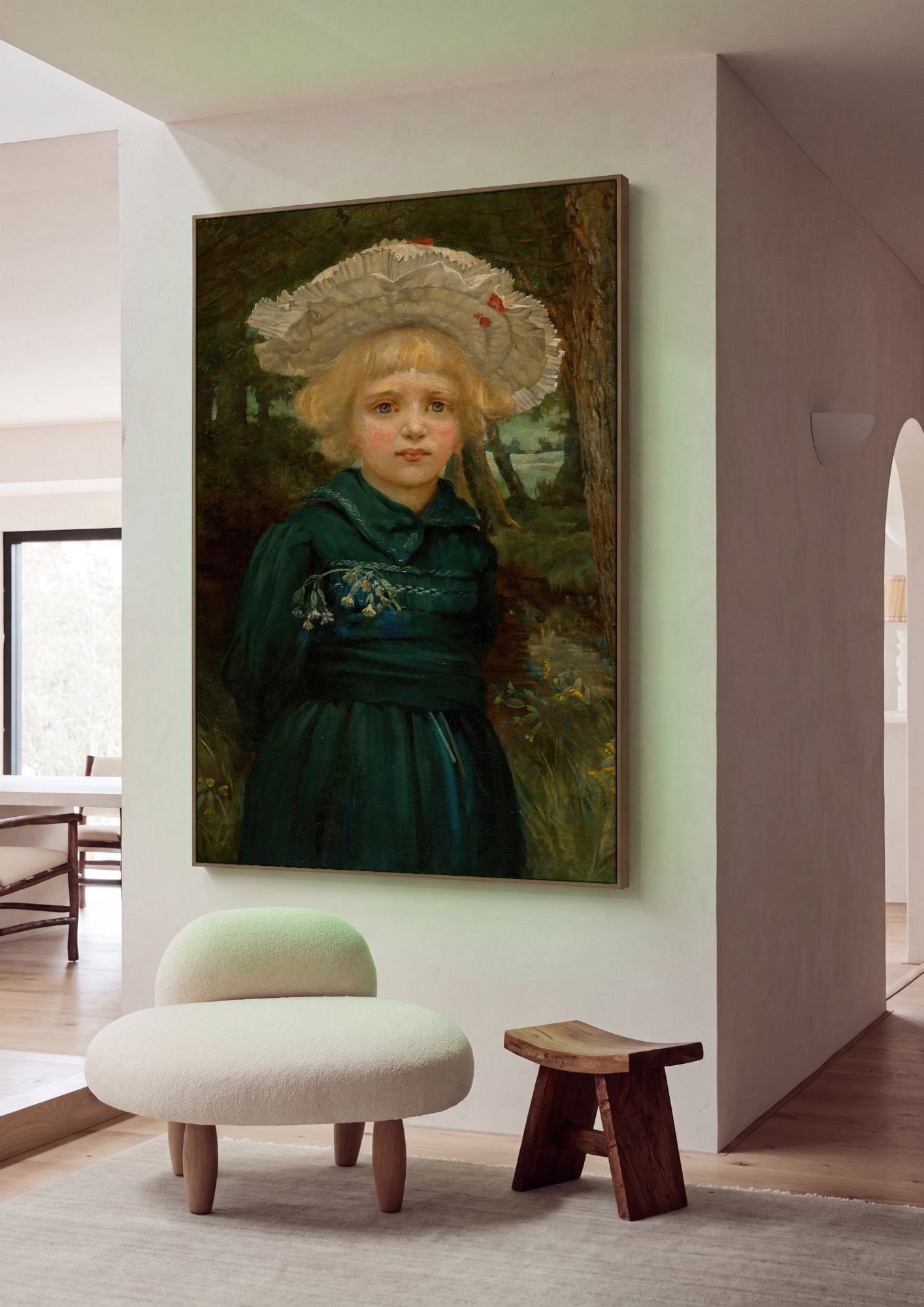 Quadro Decorativo A Menina do Chapéu - Hans Thoma em ambiente decorado