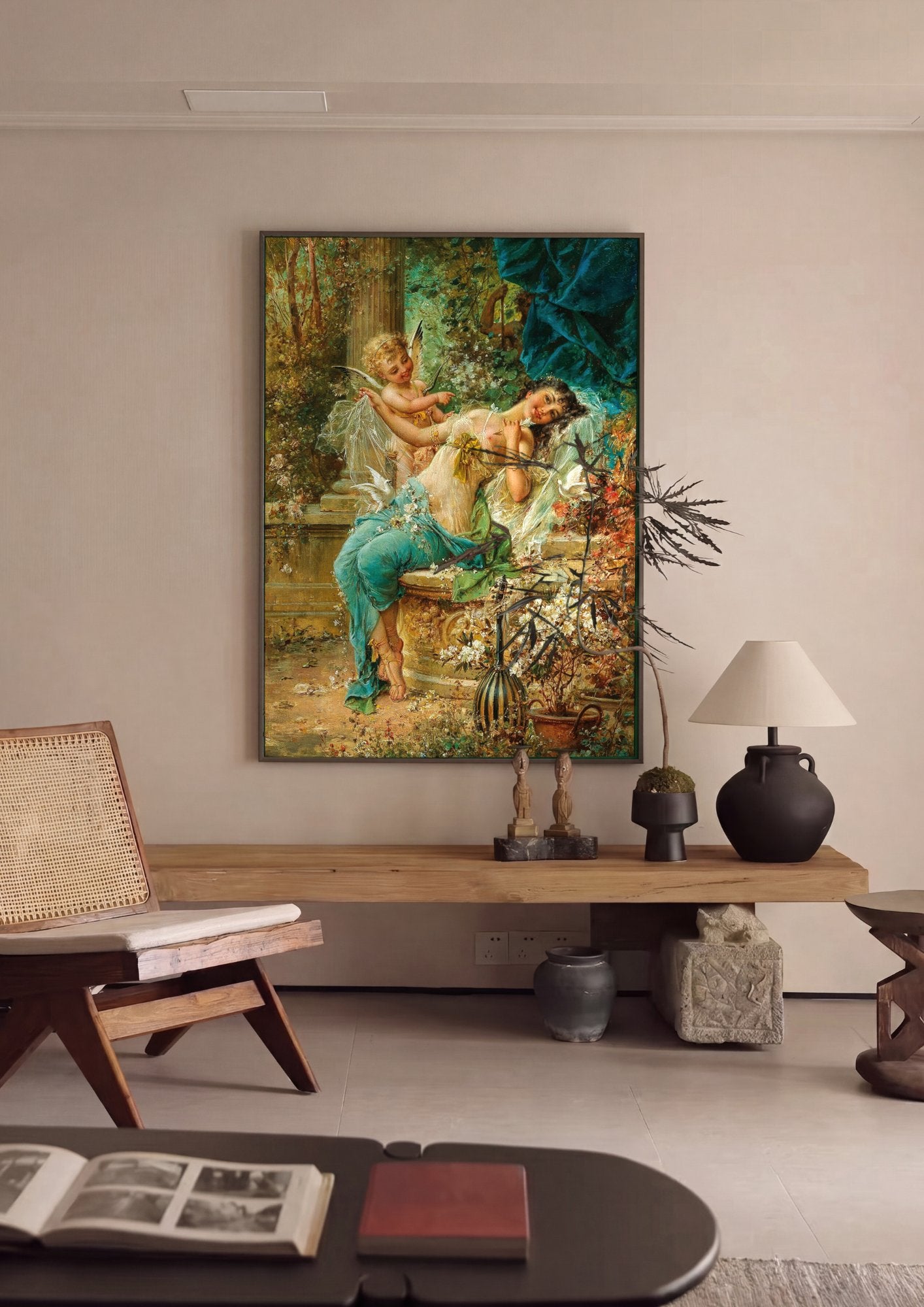 Quadro Decorativo A Flecha de Cupido - Hans Zatzka em ambiente decorado