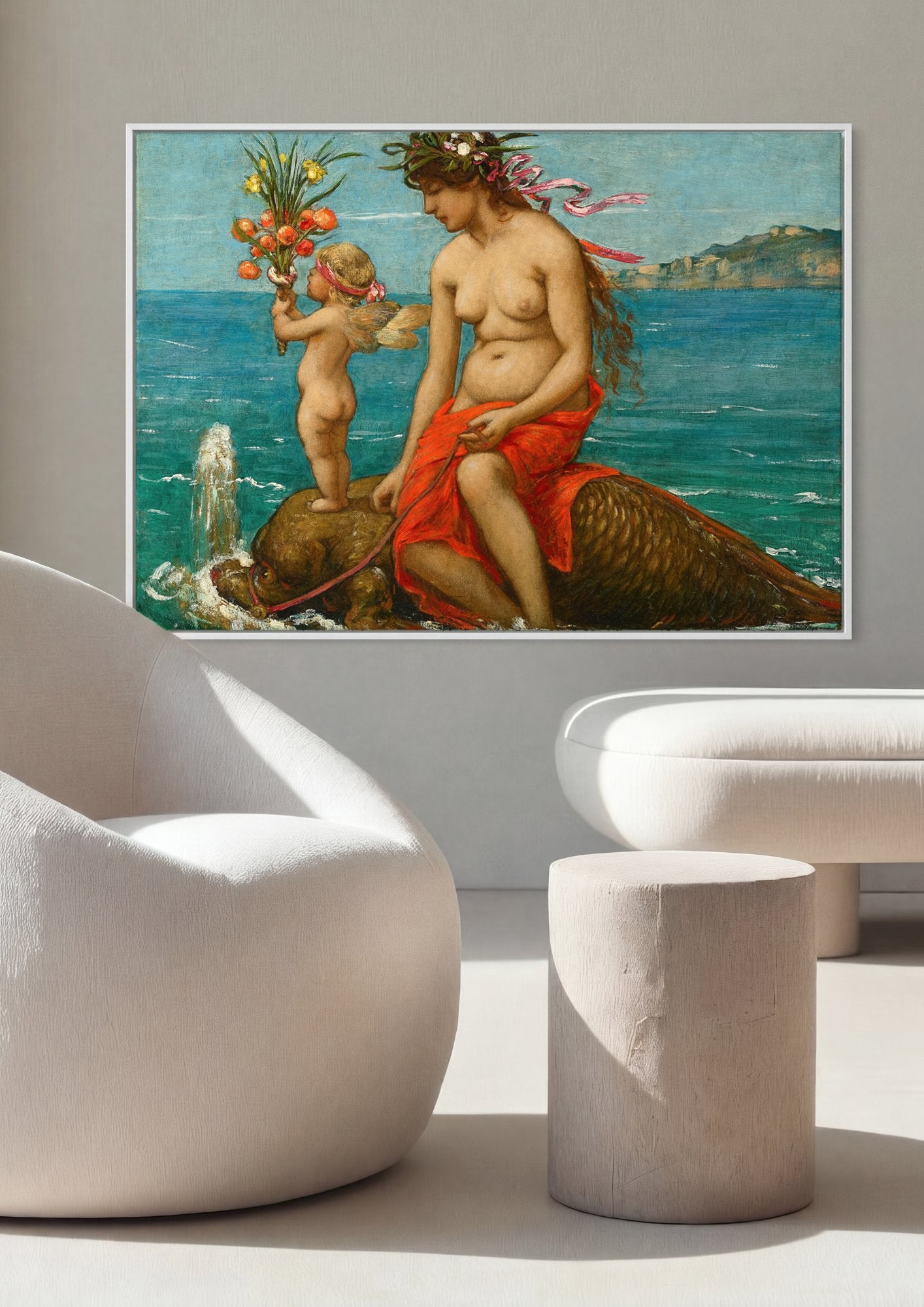 Quadro Decorativo A Chegada de Vênus - Hans Thoma em ambiente decorado