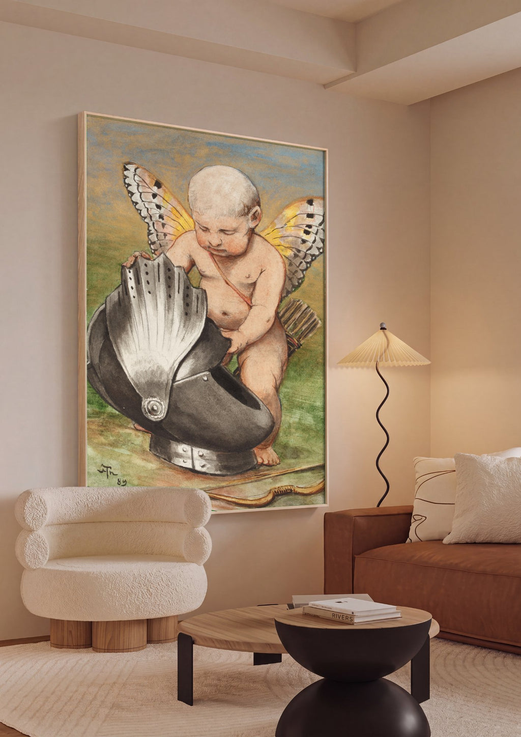 Quadro Decorativo Criança e Armadura - Hans Thoma em ambiente decorado