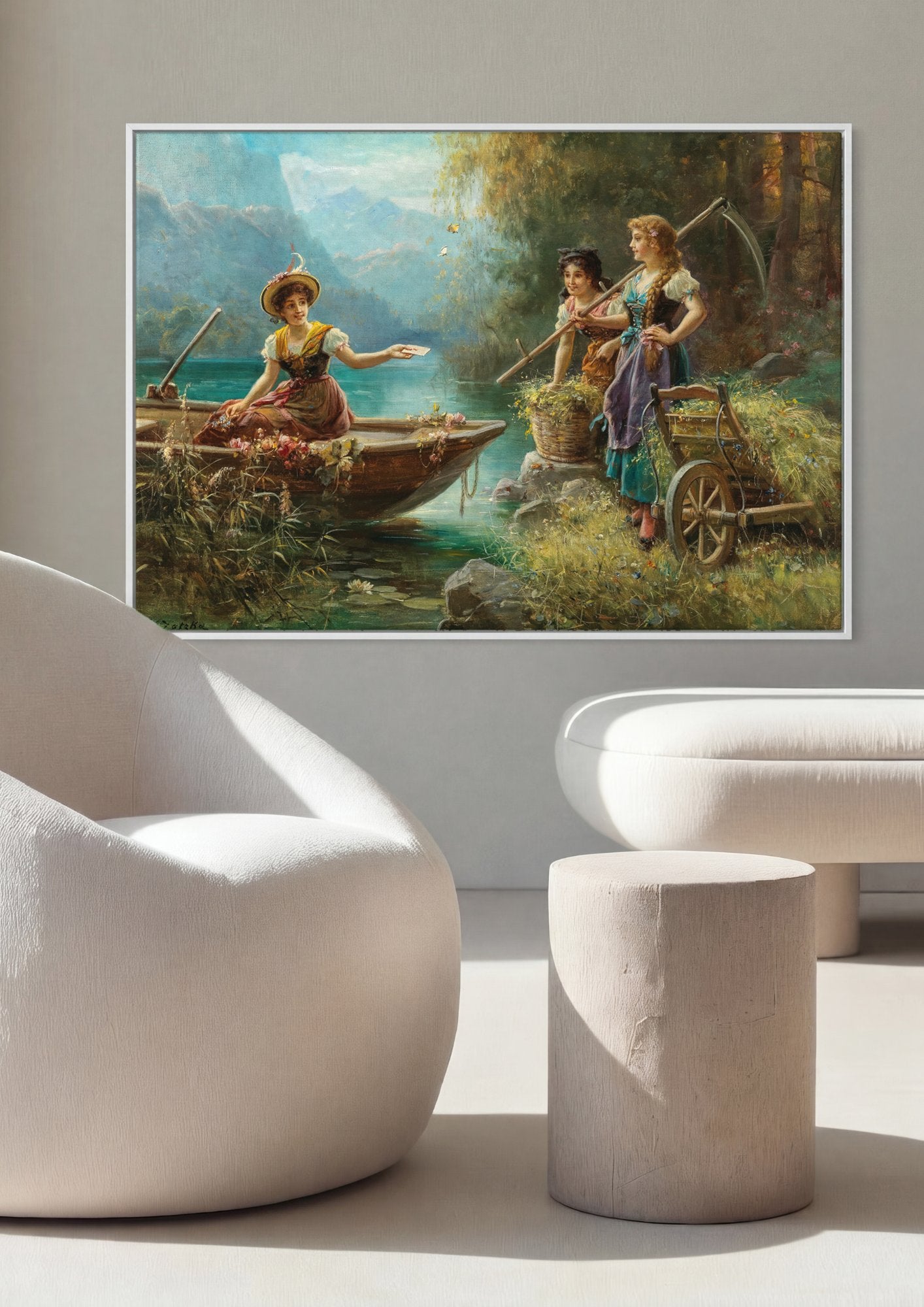 Quadro Decorativo A Oferta de Flores - Hans Zatzka em ambiente decorado