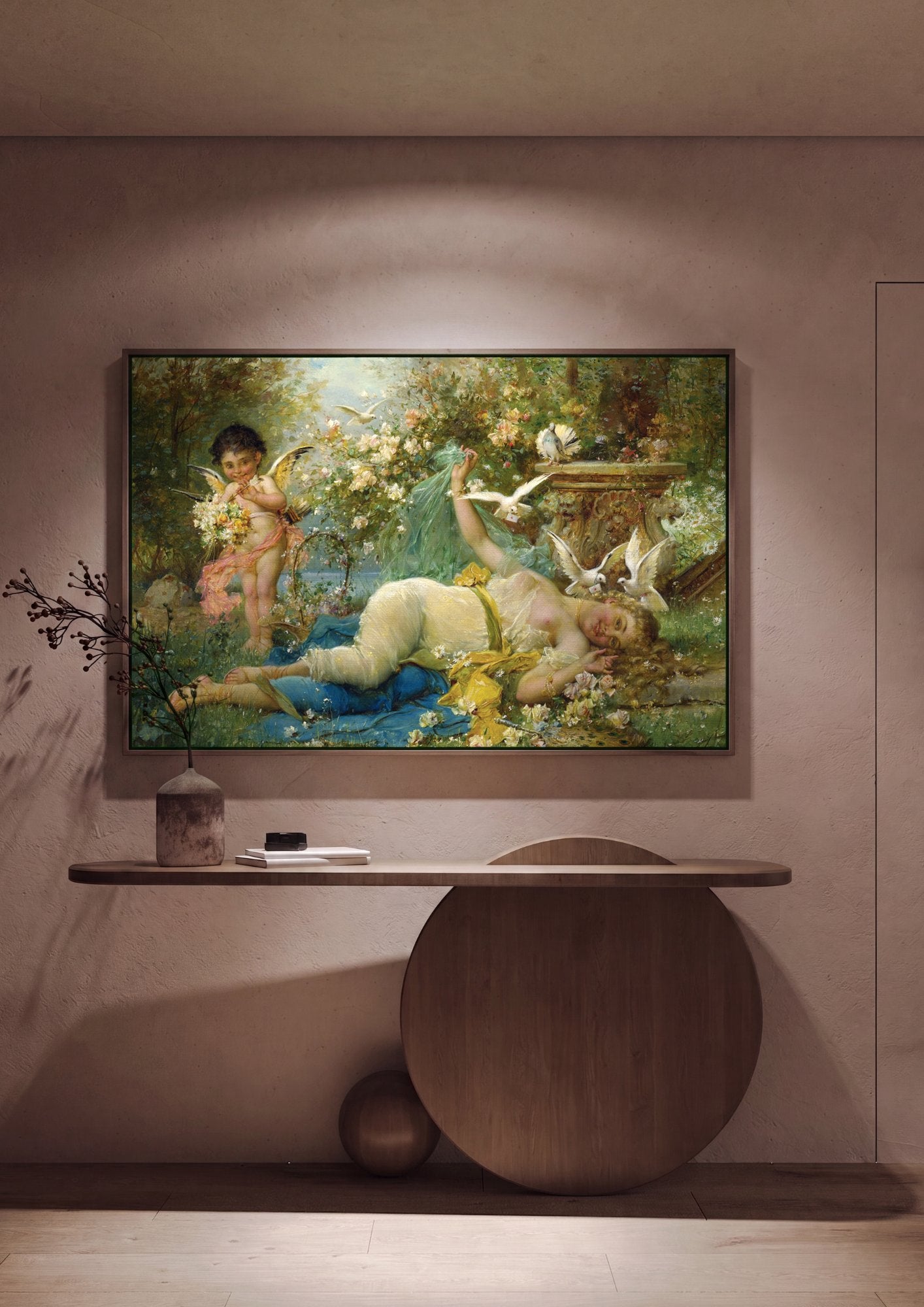 Quadro Decorativo A Mensagem de Amor - Hans Zatzka em ambiente decorado