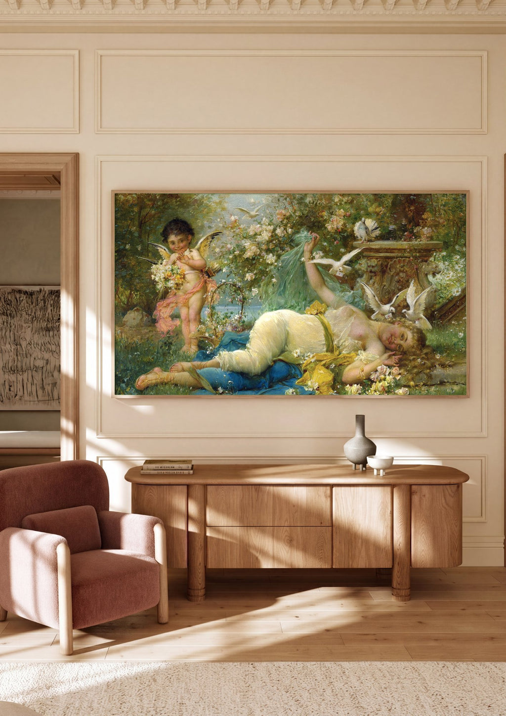 Quadro Decorativo A Mensagem de Amor - Hans Zatzka em ambiente decorado