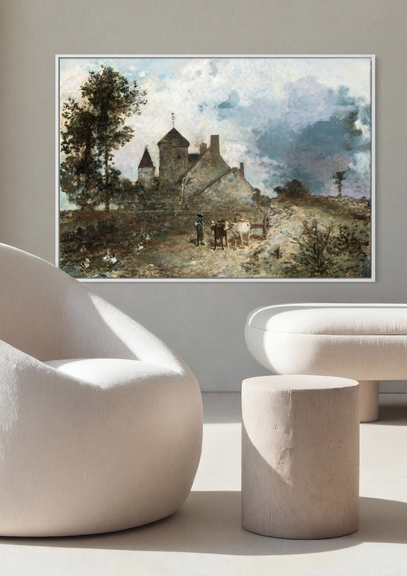Quadro Decorativo Campo e Castelo - Johan Barthold Jongkind em ambiente decorado