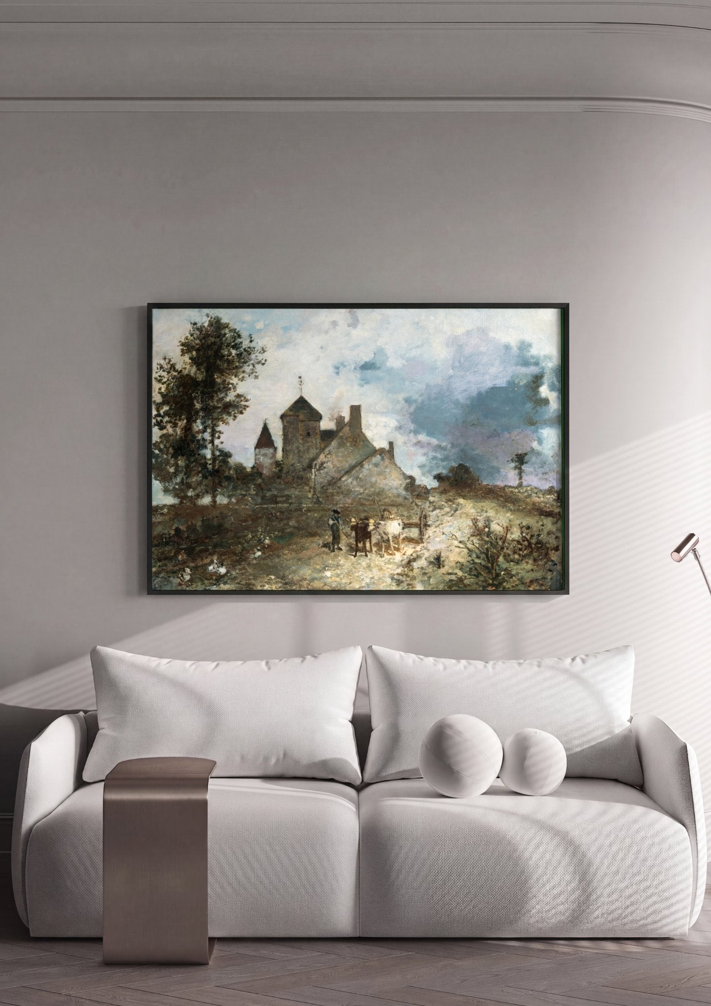 Quadro Decorativo Campo e Castelo - Johan Barthold Jongkind em ambiente decorado