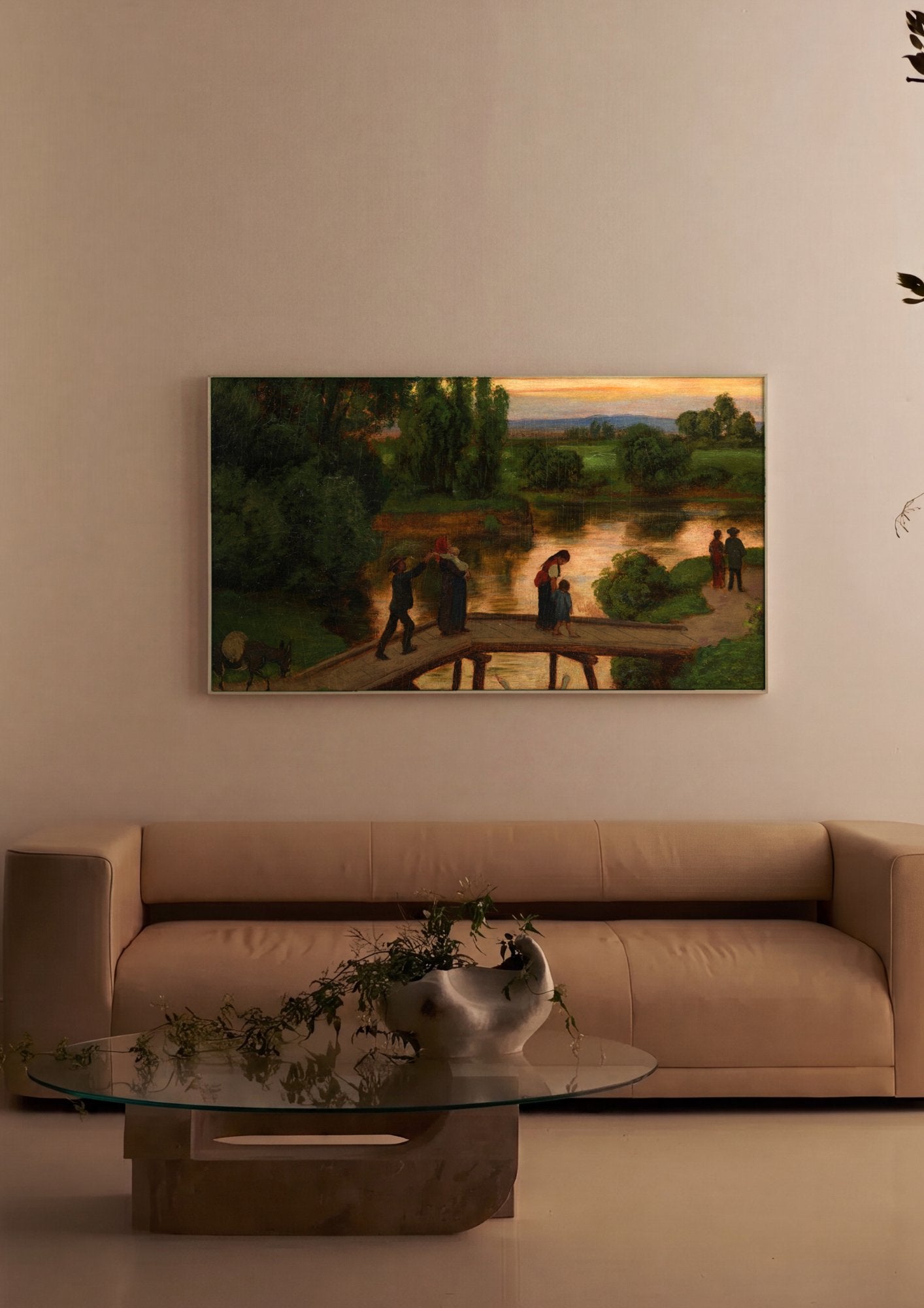 Quadro Decorativo Crepúsculo no Lago - Hans Thoma em ambiente decorado