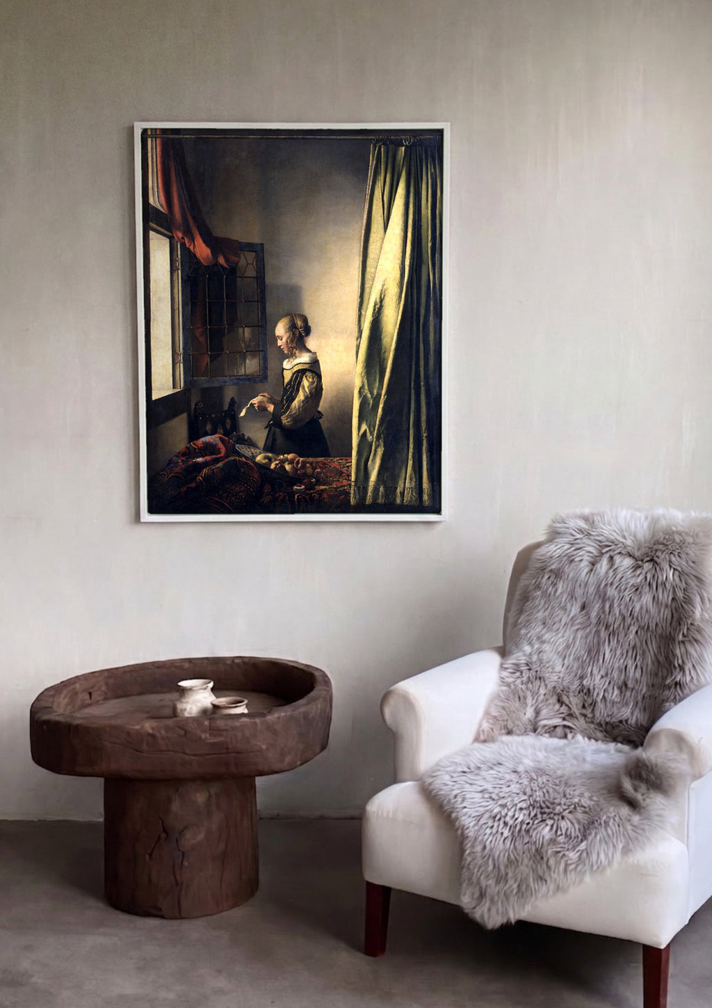 Quadro Decorativo Moça Lendo Carta - Johannes Vermeer em ambiente decorado