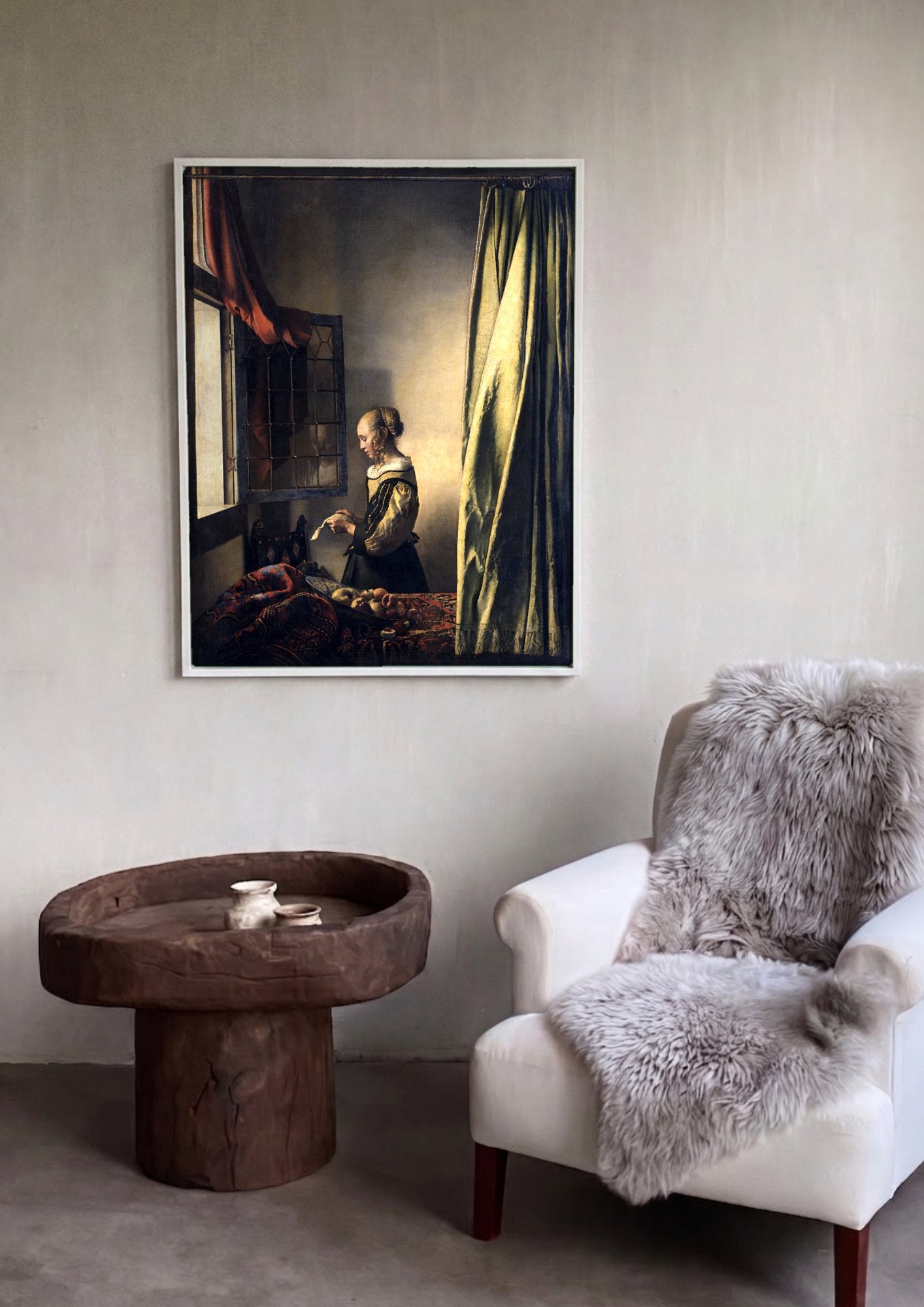 Quadro Decorativo Moça Lendo Carta - Johannes Vermeer em ambiente decorado