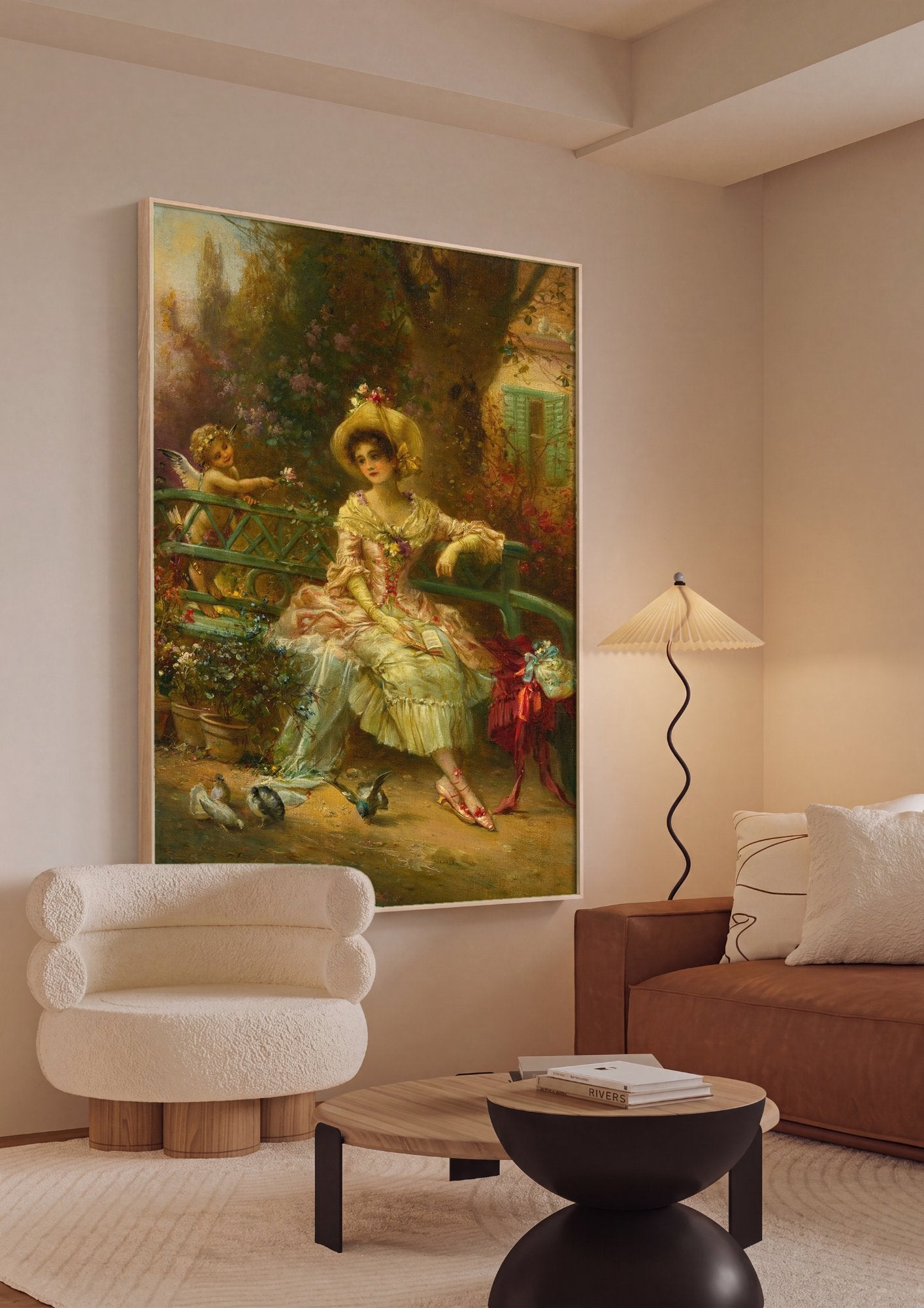Quadro Decorativo A Oferta de Cupido - Hans Zatzka em ambiente decorado