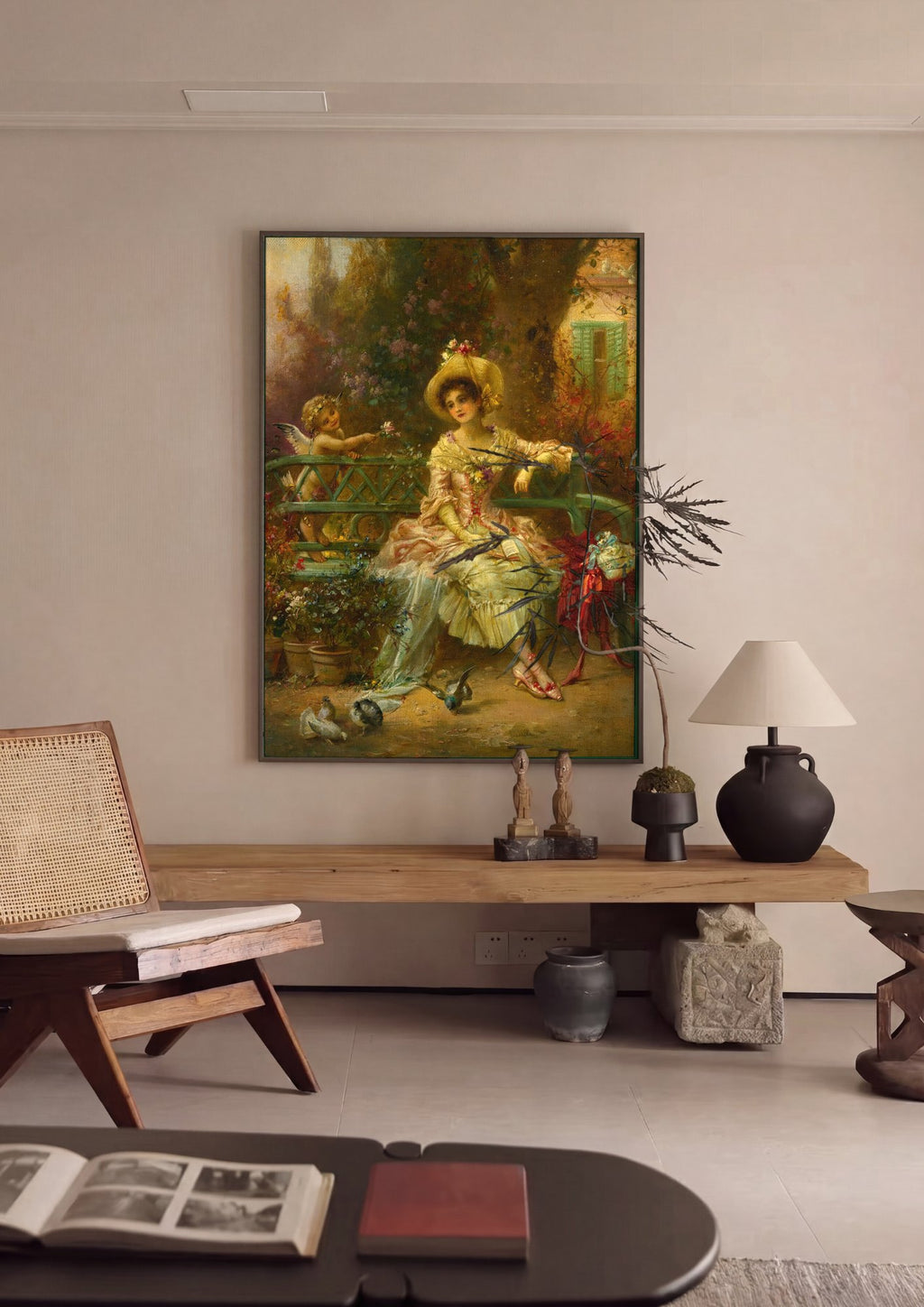 Quadro Decorativo A Oferta de Cupido - Hans Zatzka em ambiente decorado