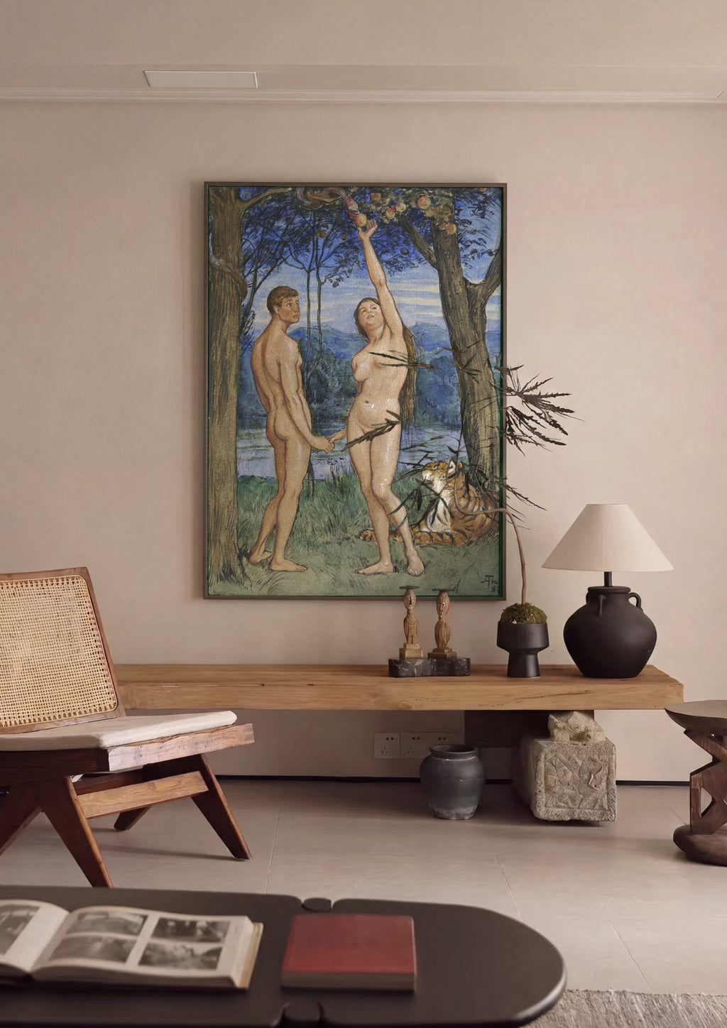 Quadro Decorativo A Queda (Adão e Eva) - Hans Thoma em ambiente decorado