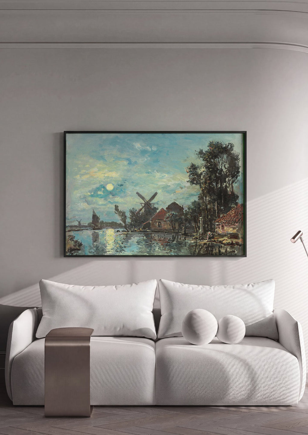 Quadro Decorativo Paisagem ao Luar - Johan Barthold Jongkind em ambiente decorado
