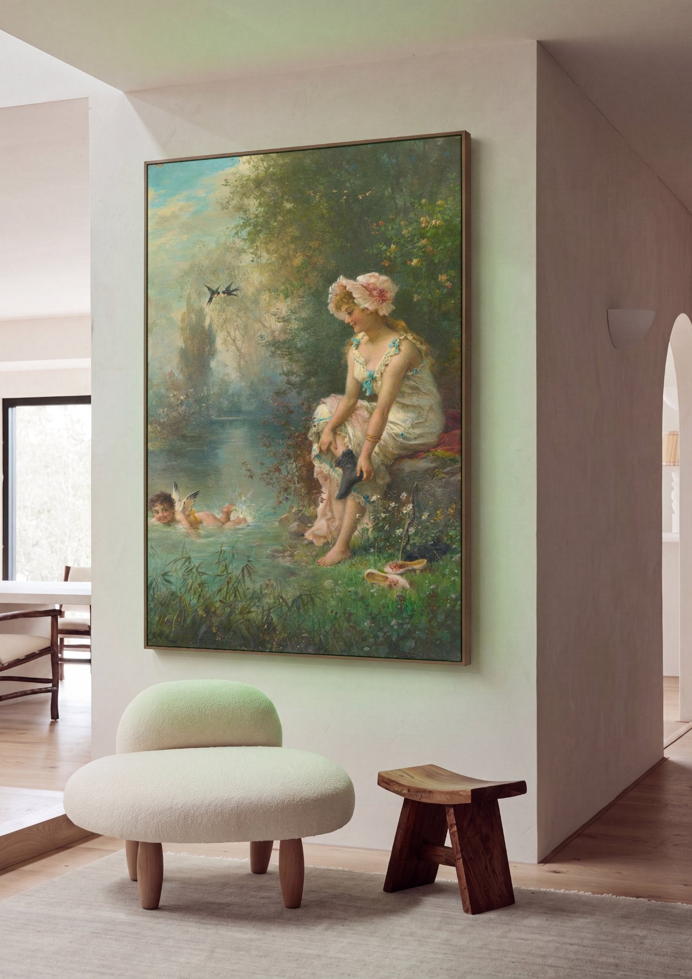 Quadro Decorativo A Ninfa e o Cupido - Hans Zatzka em ambiente decorado