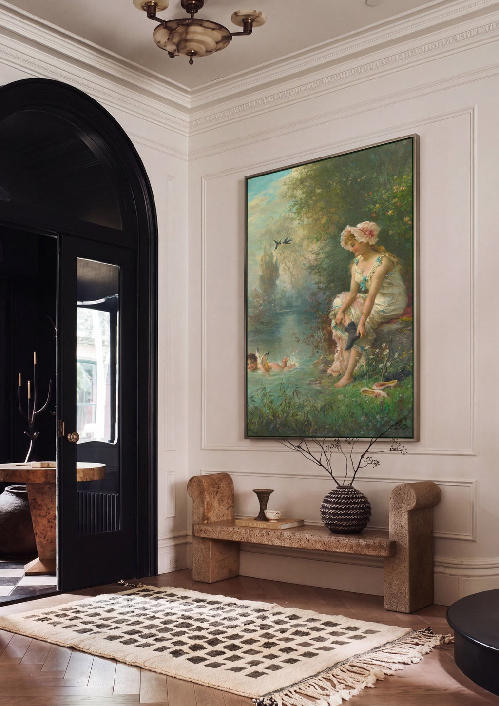 Quadro Decorativo A Ninfa e o Cupido - Hans Zatzka em ambiente decorado
