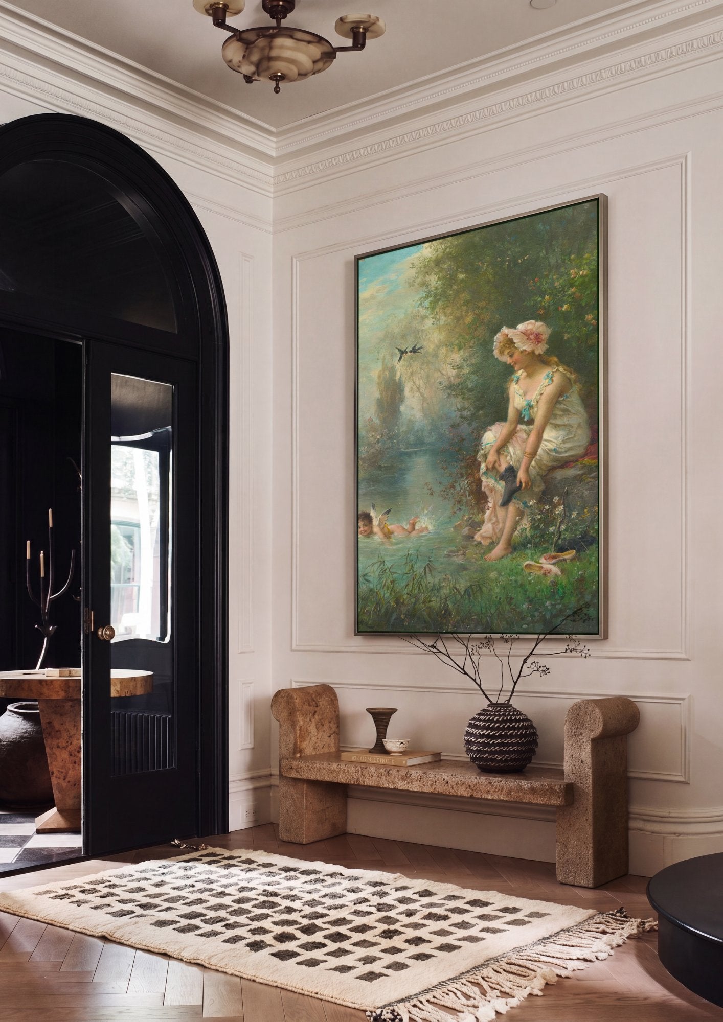 Quadro Decorativo A Ninfa e o Cupido - Hans Zatzka em ambiente decorado