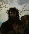 Quadro decorativo 'Ecce Homo' de Hans Thoma, retratando Jesus com coroa de espinhos e outra figura humana, em tons escuros e dramáticos.