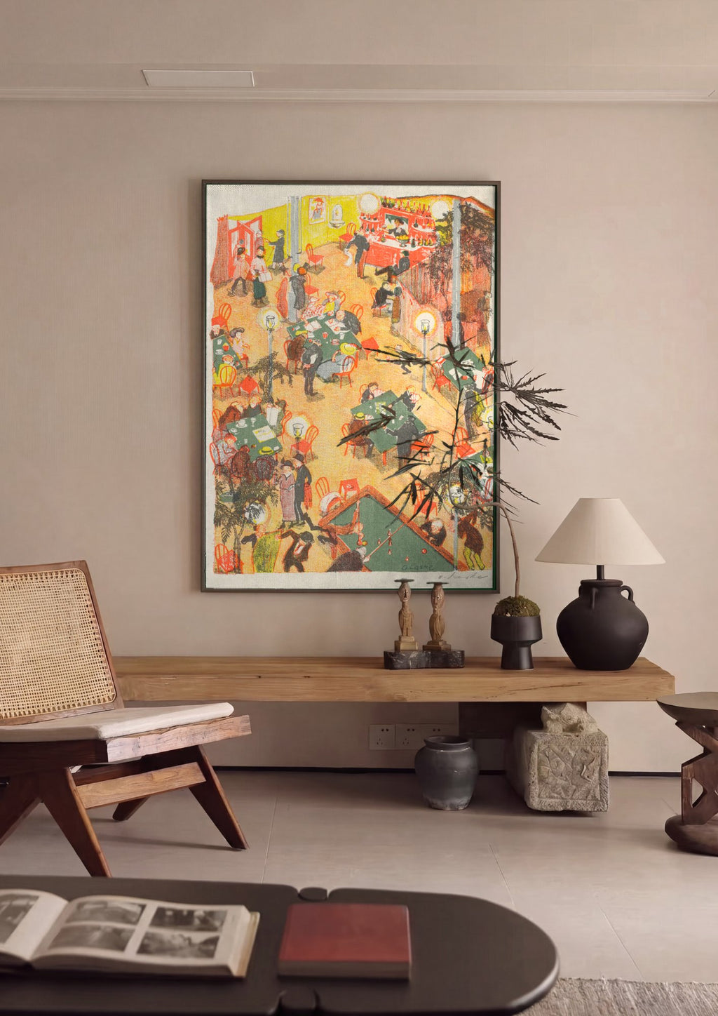 Quadro Decorativo Cenas de Cafe e Bilhar - Oskar Laske em ambiente decorado