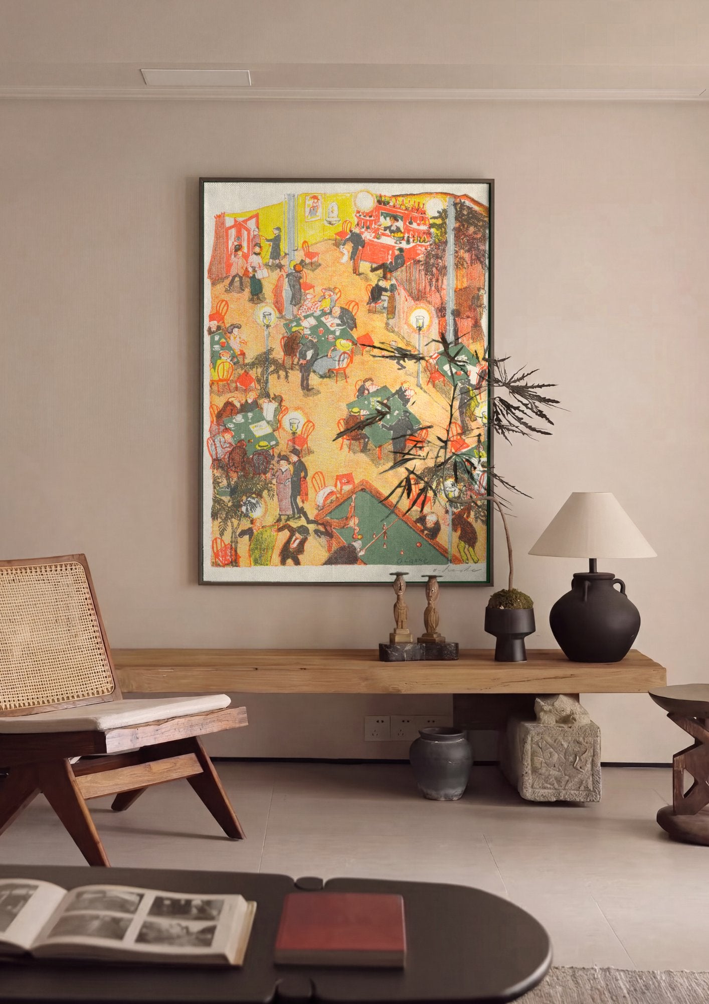 Quadro Decorativo Cenas de Cafe e Bilhar - Oskar Laske em ambiente decorado