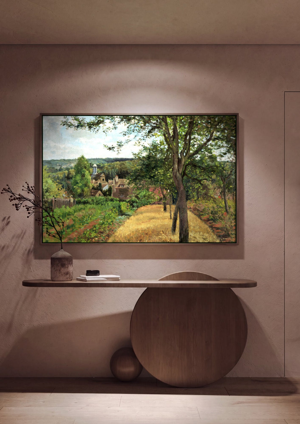 Quadro Decorativo A Colheita de Ervilhas - Pissarro em ambiente decorado