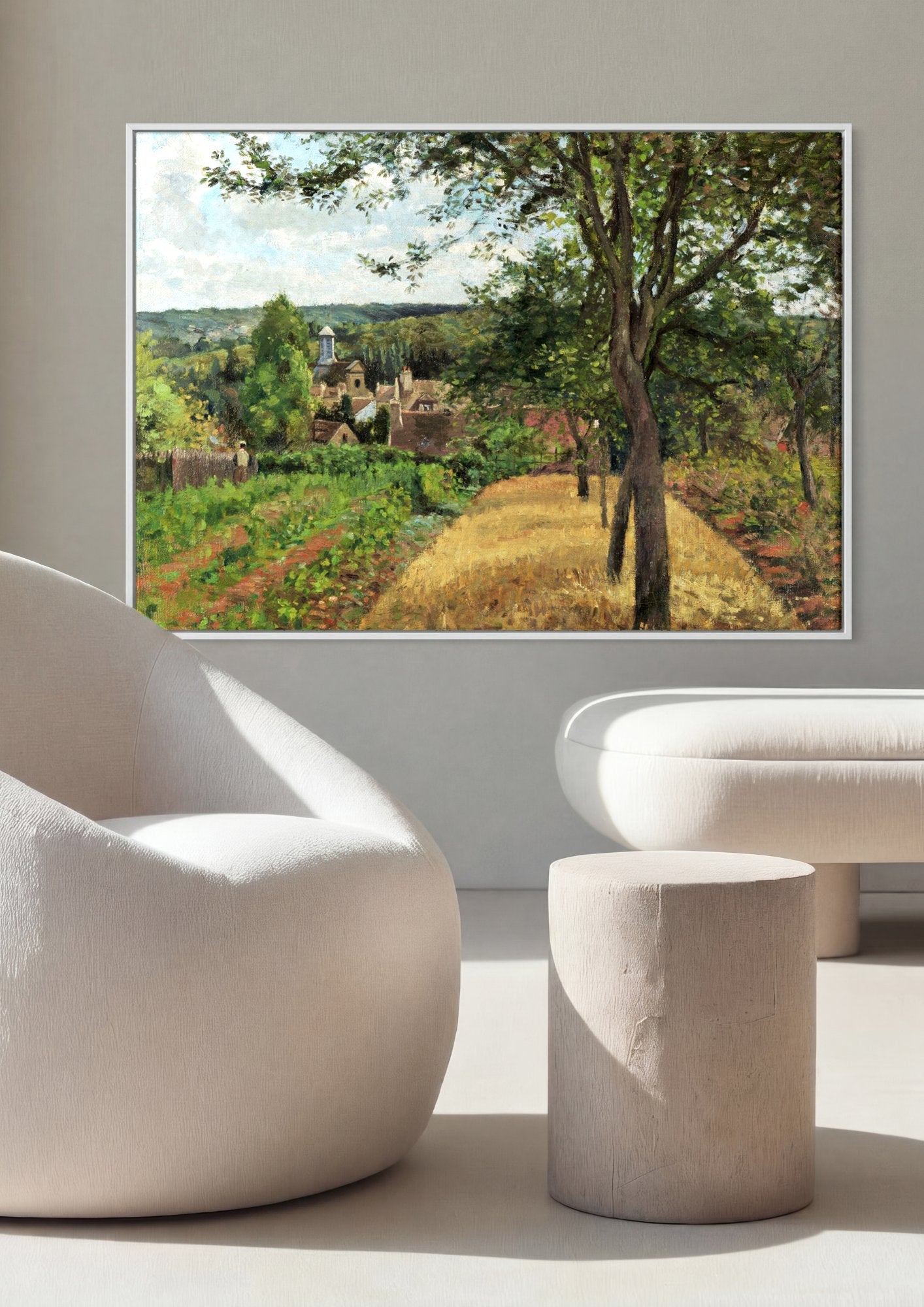 Quadro Decorativo A Colheita de Ervilhas - Pissarro em ambiente decorado