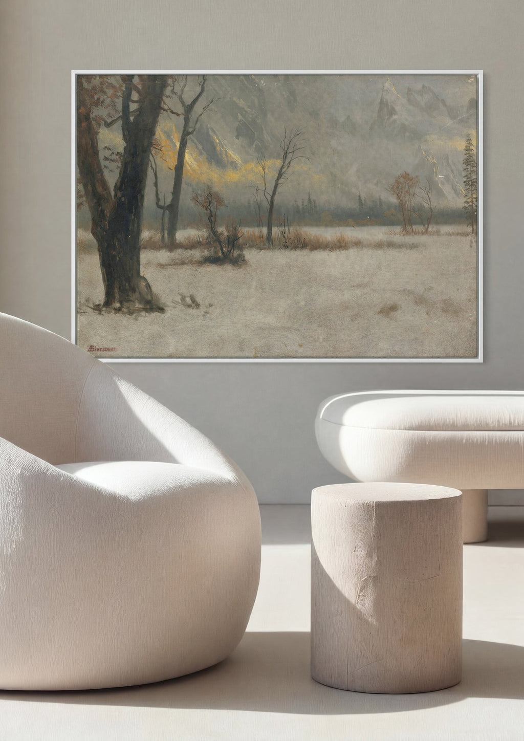 Quadro Decorativo Inverno nas Montanhas - Albert Bierstadt em ambiente decorado