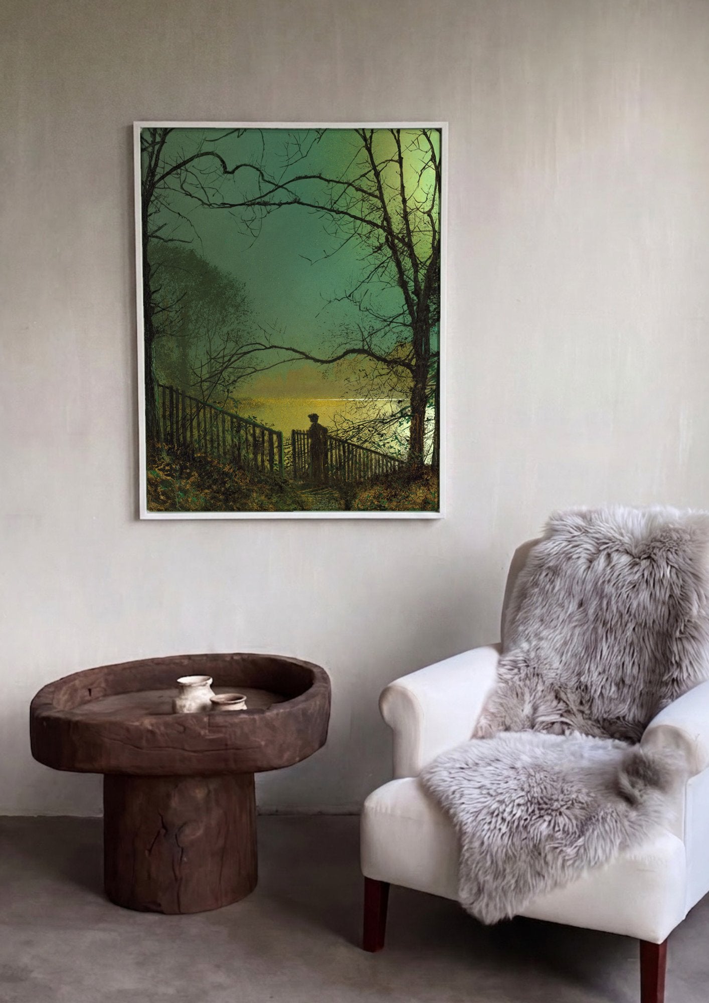 Quadro Decorativo Noite ao Lago - Grimshaw em ambiente decorado