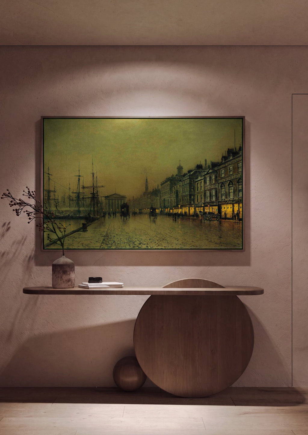 Quadro Decorativo Porto à Noite - Grimshaw em ambiente decorado