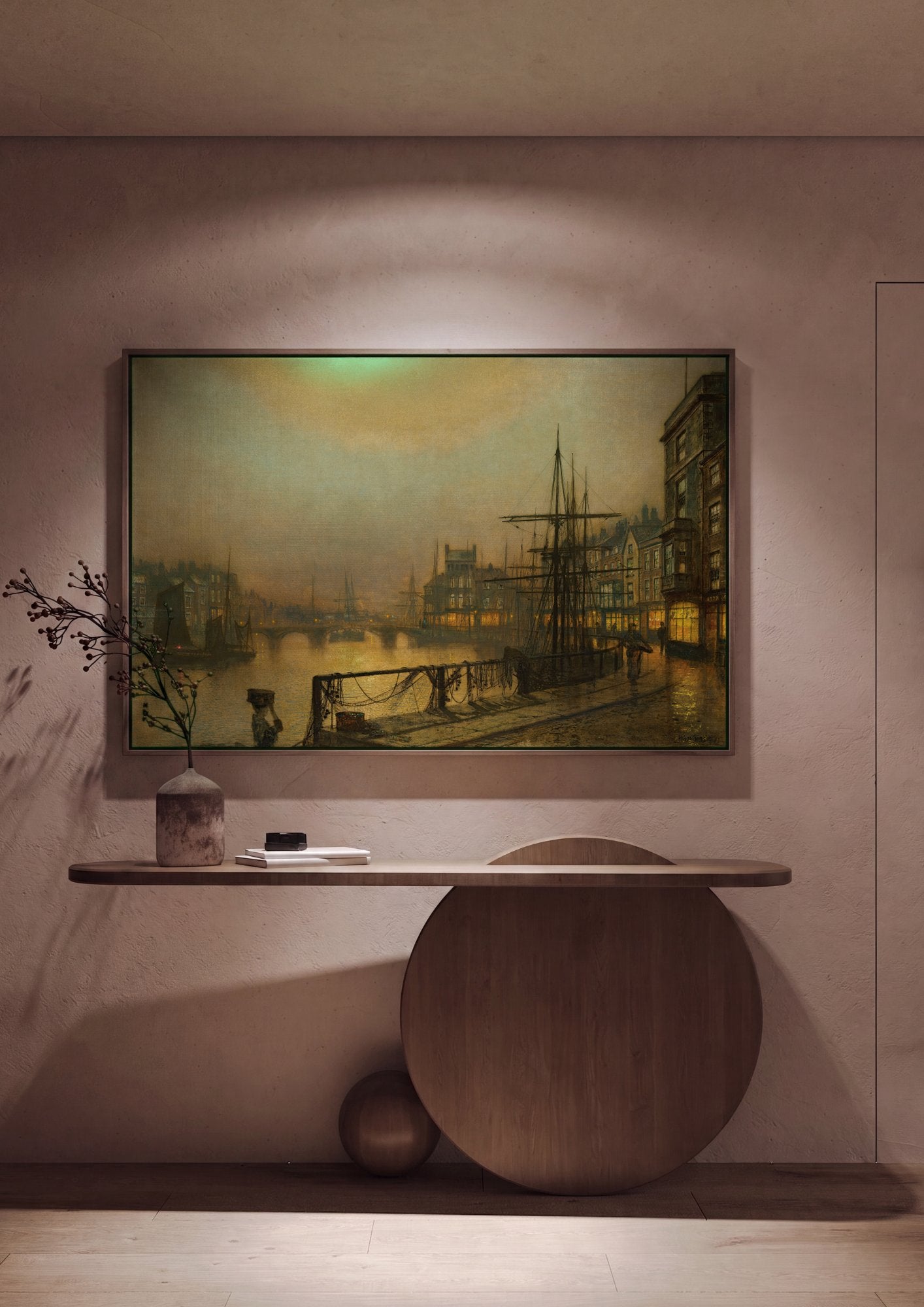 Quadro Decorativo Porto Noturno - Grimshaw em ambiente decorado