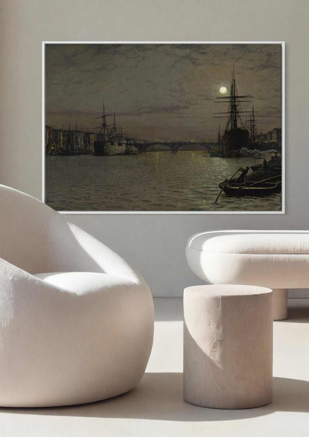 Quadro Decorativo Porto à Noite - Grimshaw em ambiente decorado