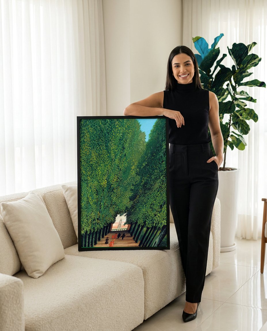 Quadro Decorativo A Alameda do Bosque - Henri Rousseau com modelo em ambiente