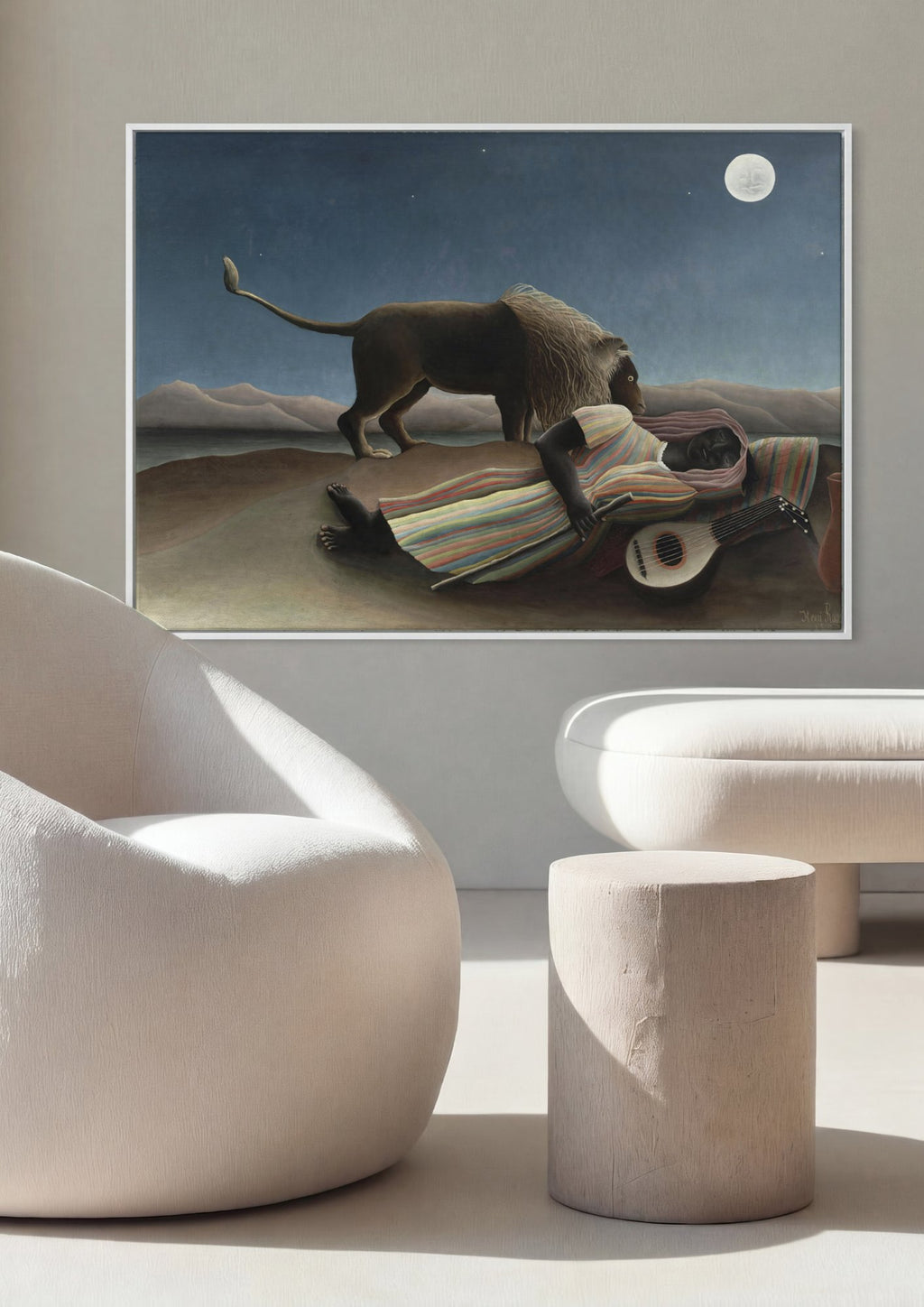 Quadro Decorativo A Cigana Adormecida - Henri Rousseau em ambiente decorado