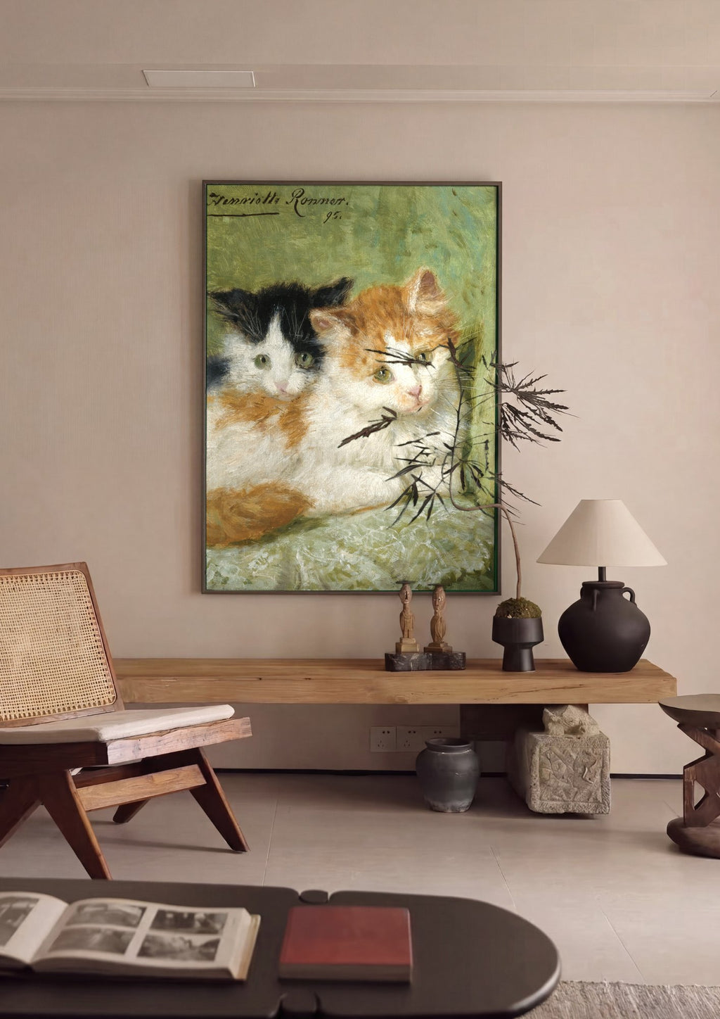 Quadro Decorativo Dois Gatinhos Fofos - Henriëtte Ronner-Knip em ambiente decorado