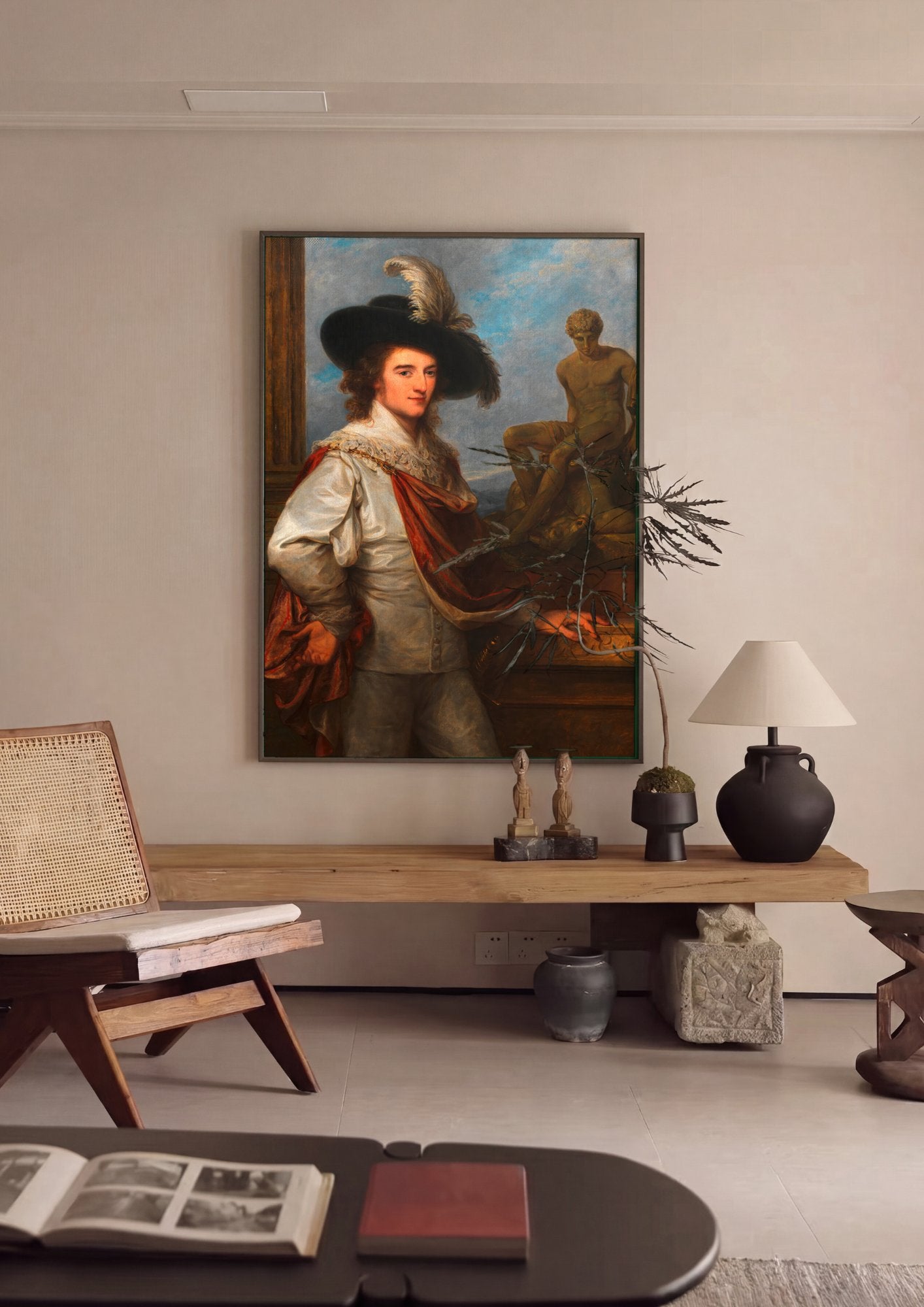 Quadro Decorativo Retrato de um Cavalheiro - Angelica Kauffmann em ambiente decorado